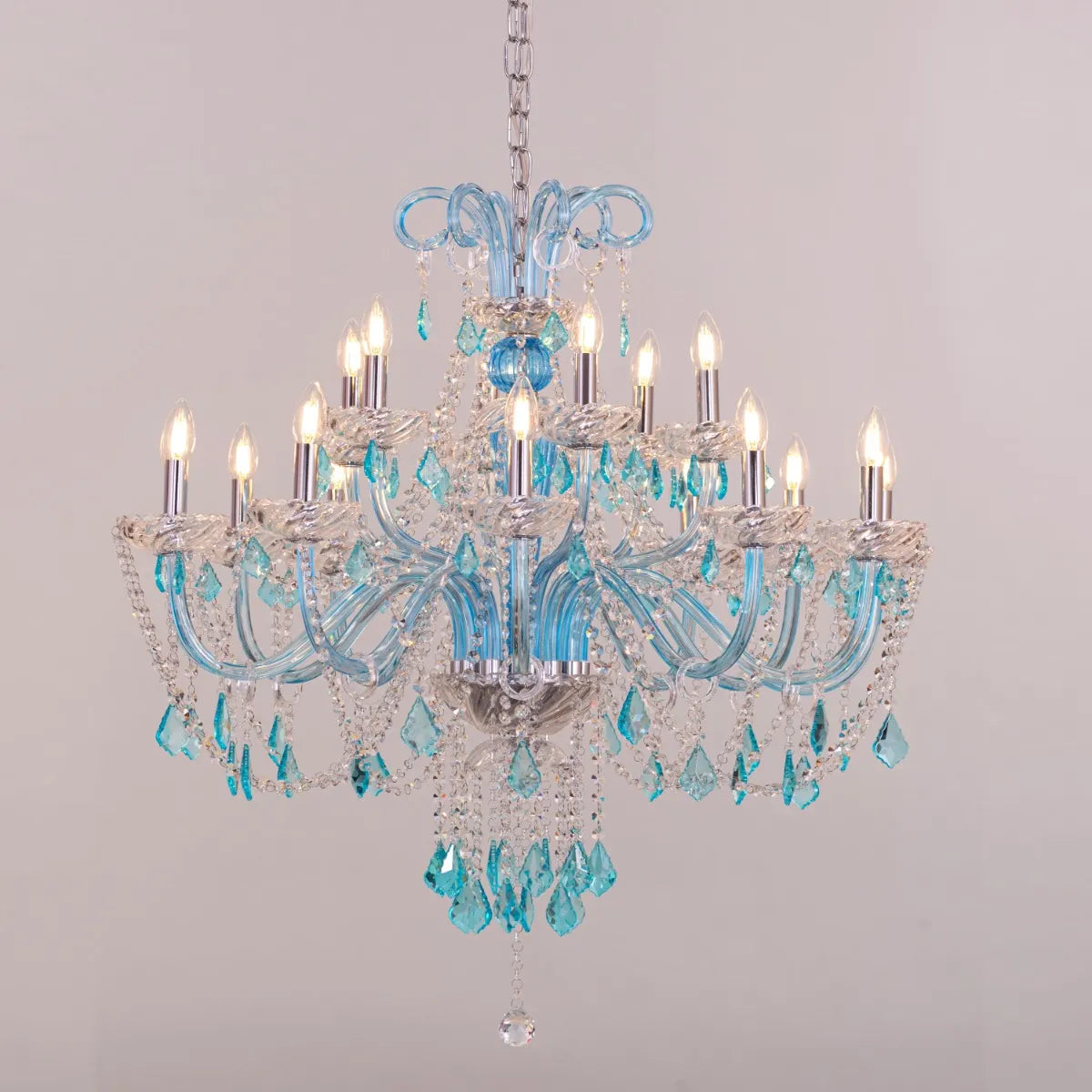 Georgian Glamour Grand (Large, Aqua Blue) Crystal Chandelier