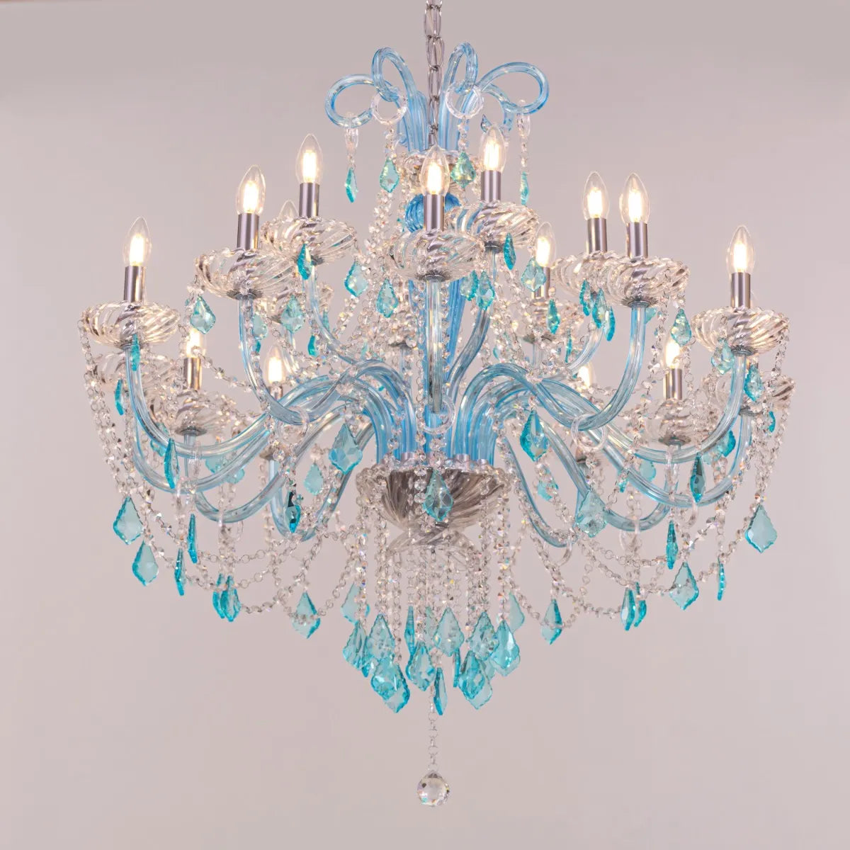 Georgian Glamour Grand (Large, Aqua Blue) Crystal Chandelier