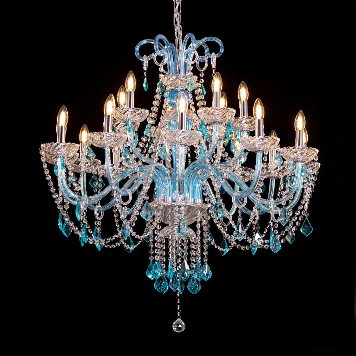 Georgian Glamour Grand (Large, Aqua Blue) Crystal Chandelier