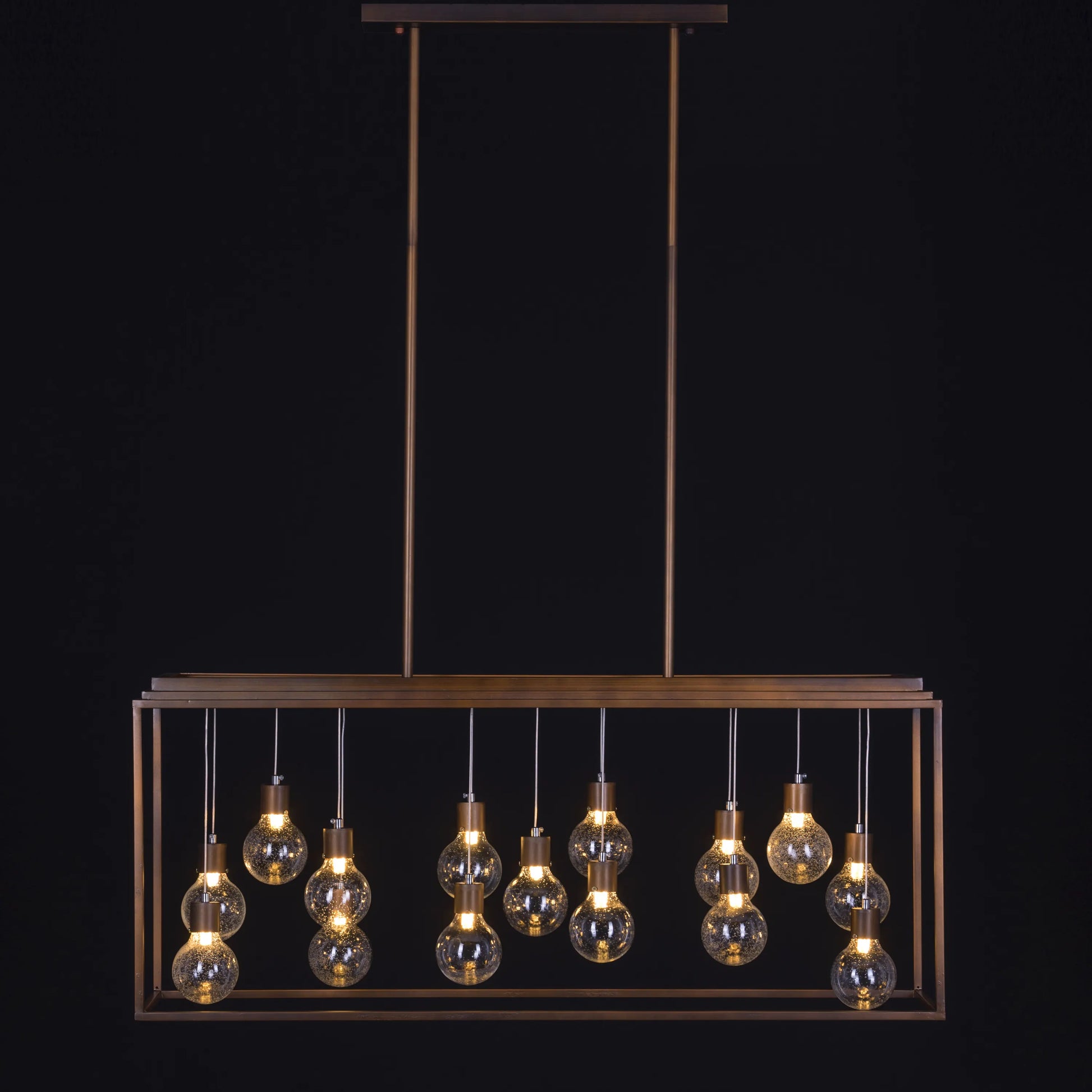 Moonlight Shimmer glass chandelier with shimmering shades hanging in a modern living room.