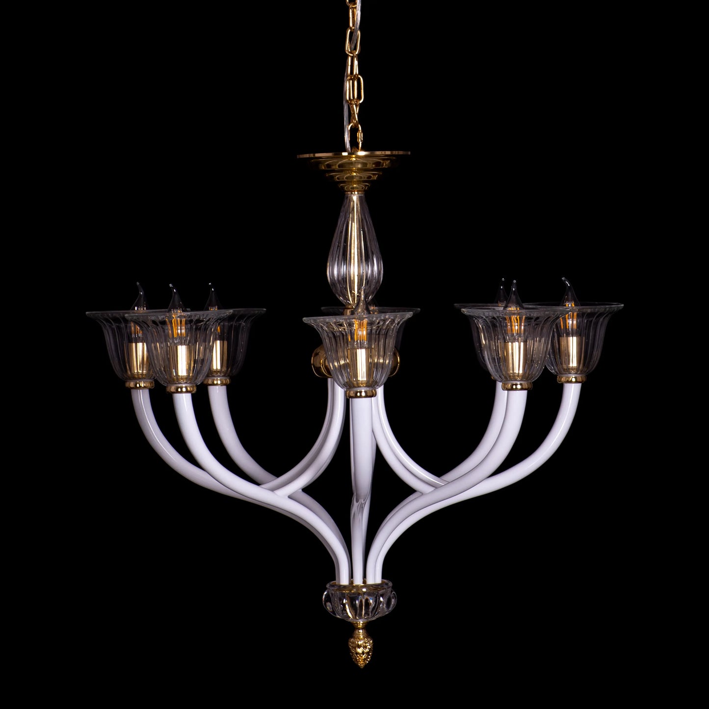 I Shall Return (Gold) Textured Glass Chandelier