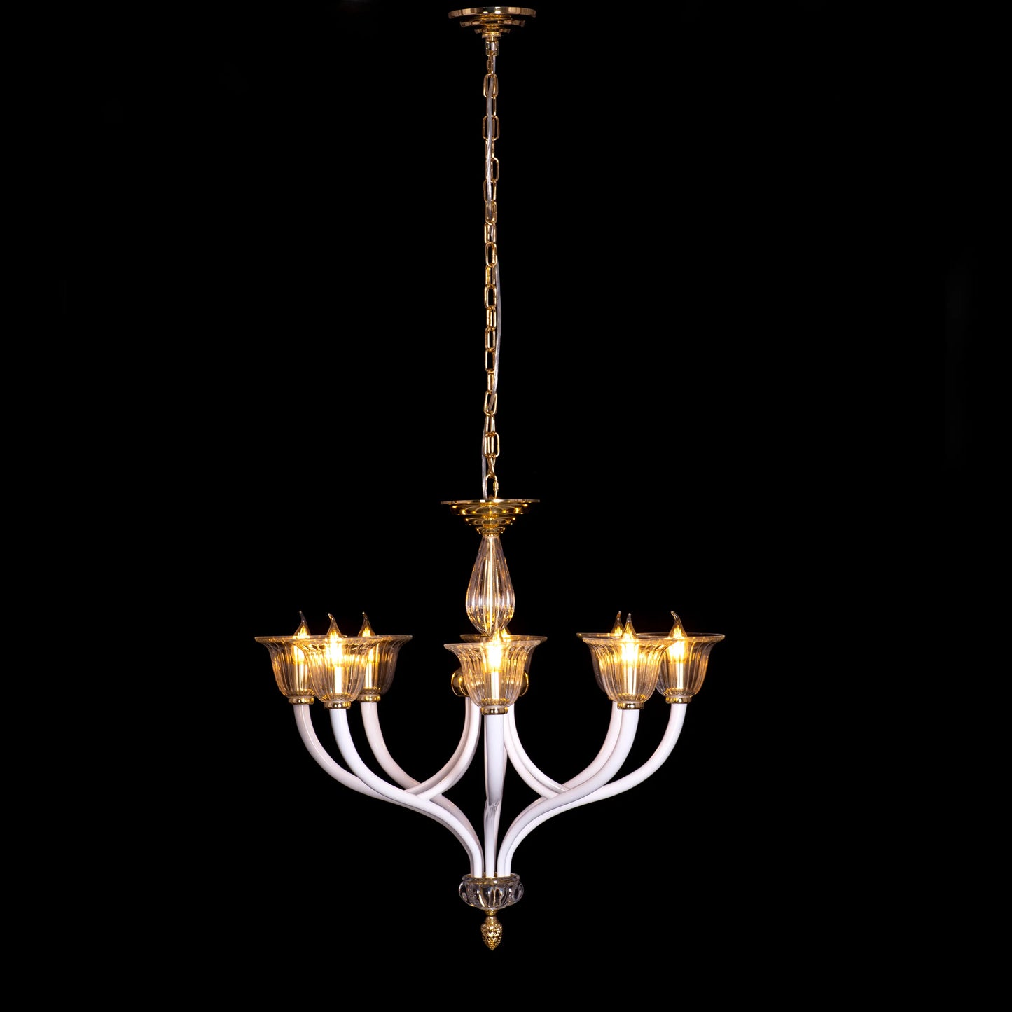 I Shall Return (Gold) Textured Glass Chandelier