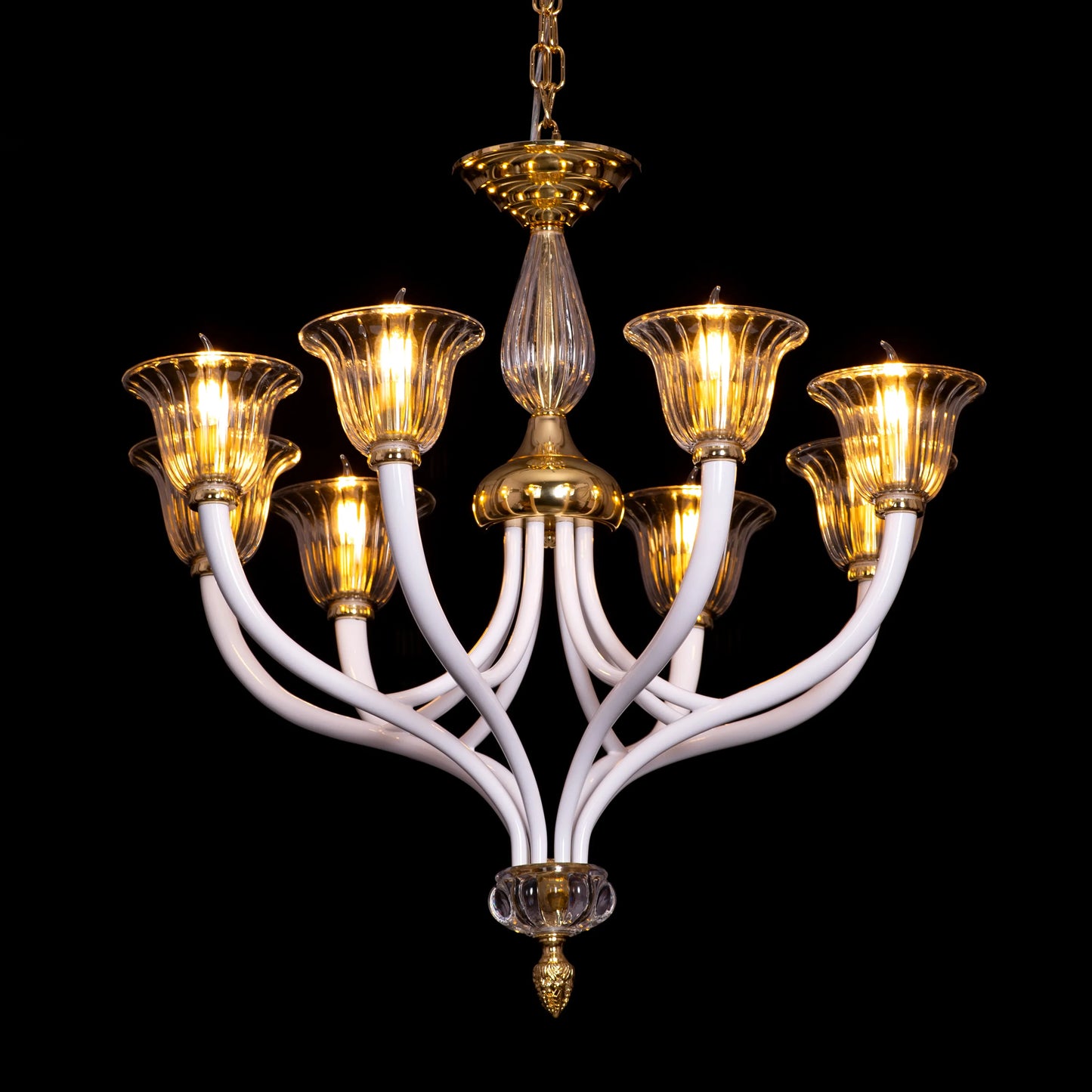 I Shall Return (Gold) Textured Glass Chandelier