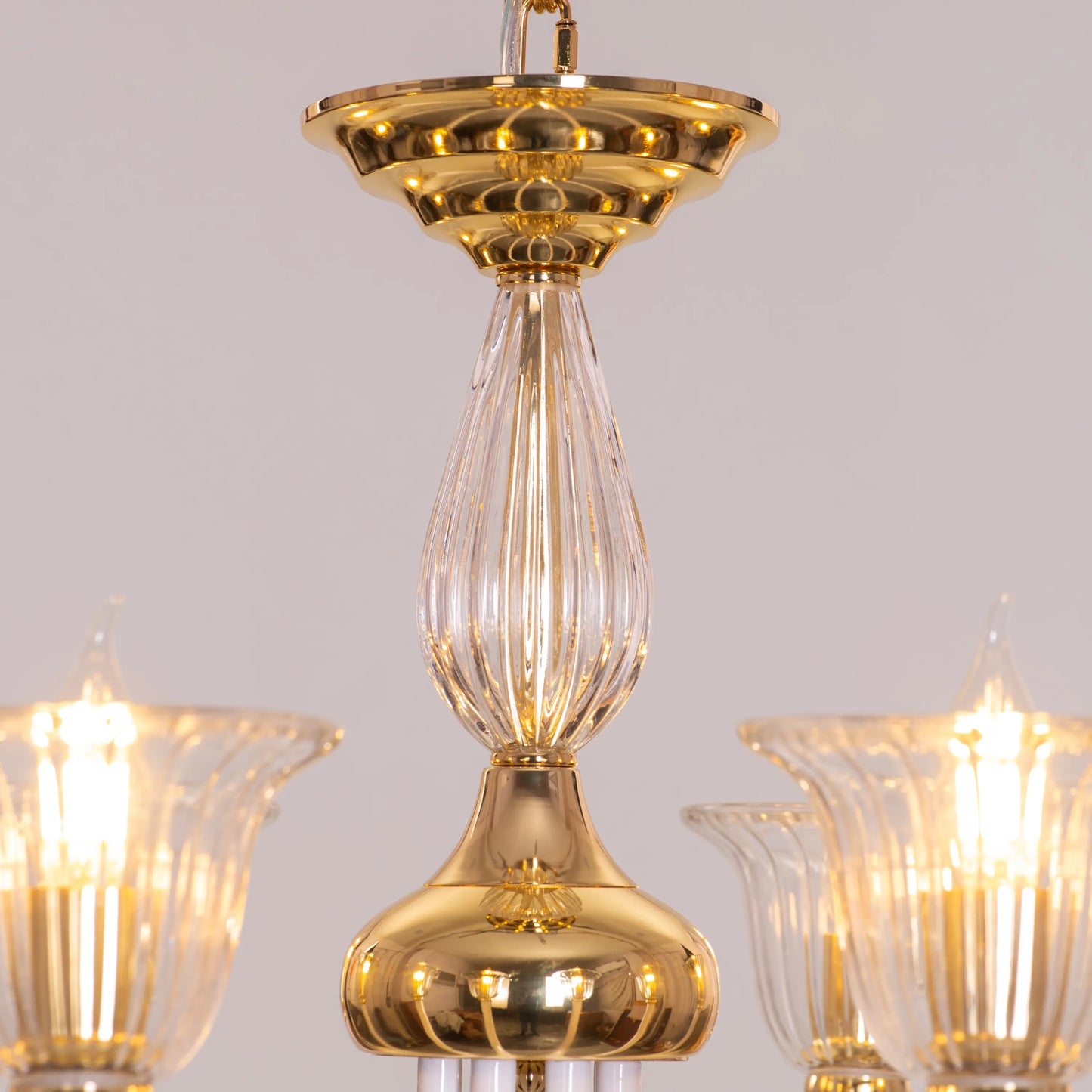 I Shall Return (Gold) Textured Glass Chandelier