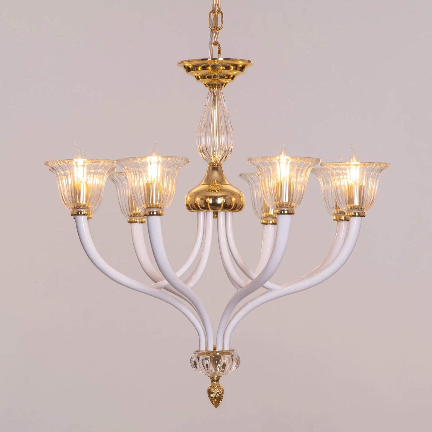 I Shall Return (Gold) Textured Glass Chandelier