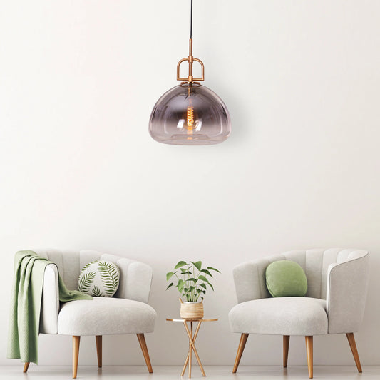 Stylish Nightlife Pendant Light in Clear Glass with Striking Gold and Smokey Grey Elements