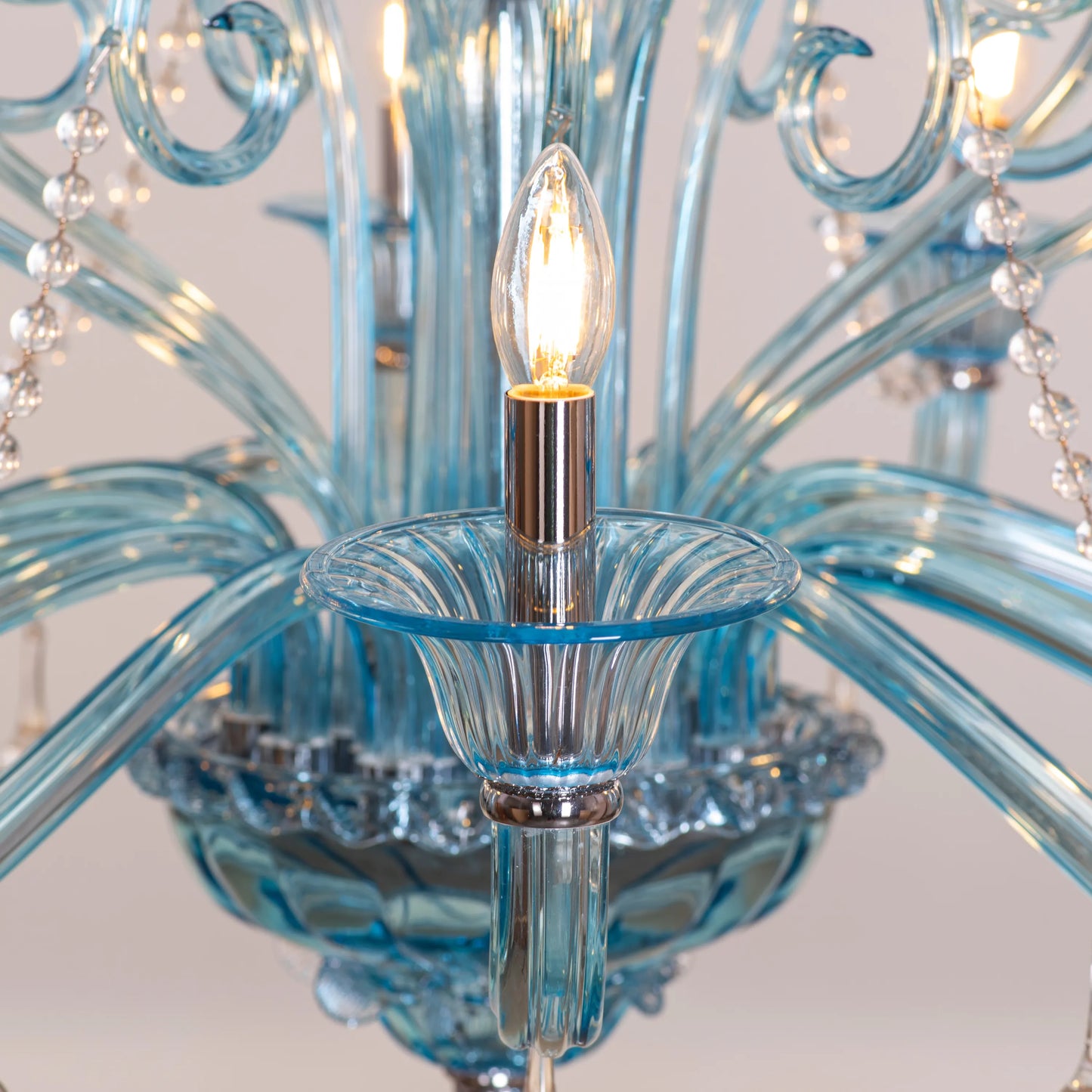 Grecian Glamour (Large, Blue) Textured Glass Chandelier