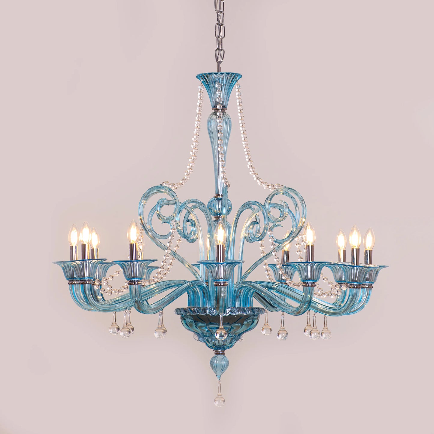 Grecian Glamour (Large, Blue) Textured Glass Chandelier