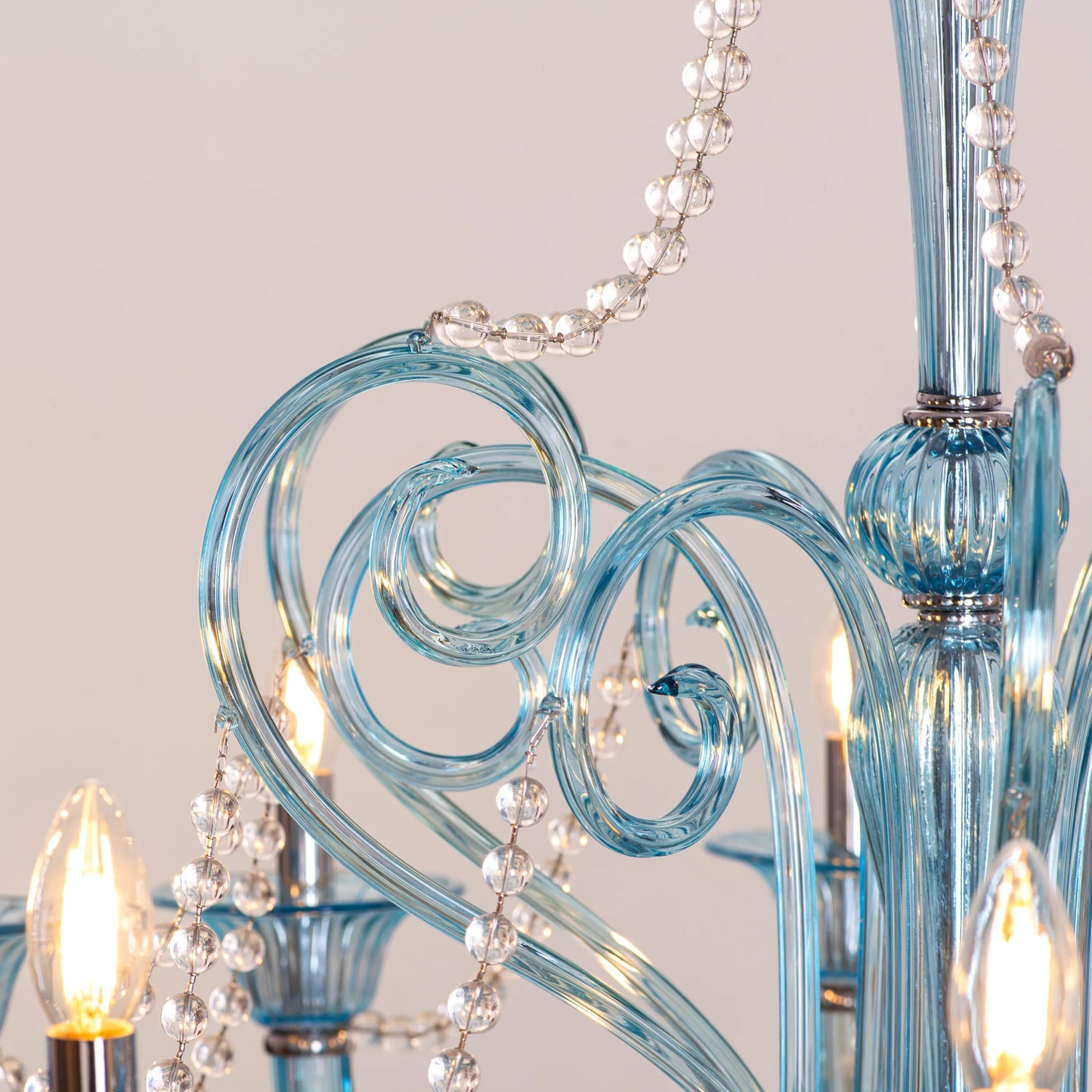 Grecian Glamour (Large, Blue) Textured Glass Chandelier