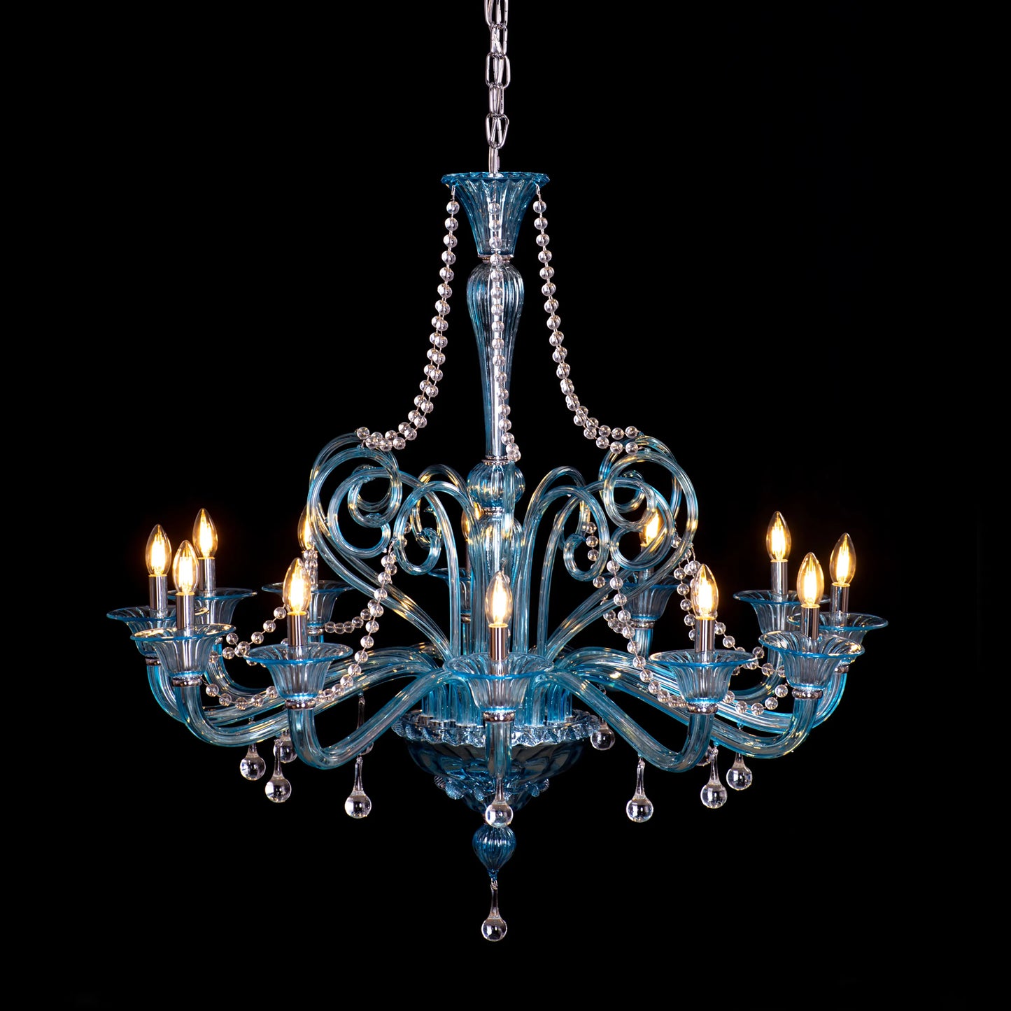 Grecian Glamour (Large, Blue) Textured Glass Chandelier