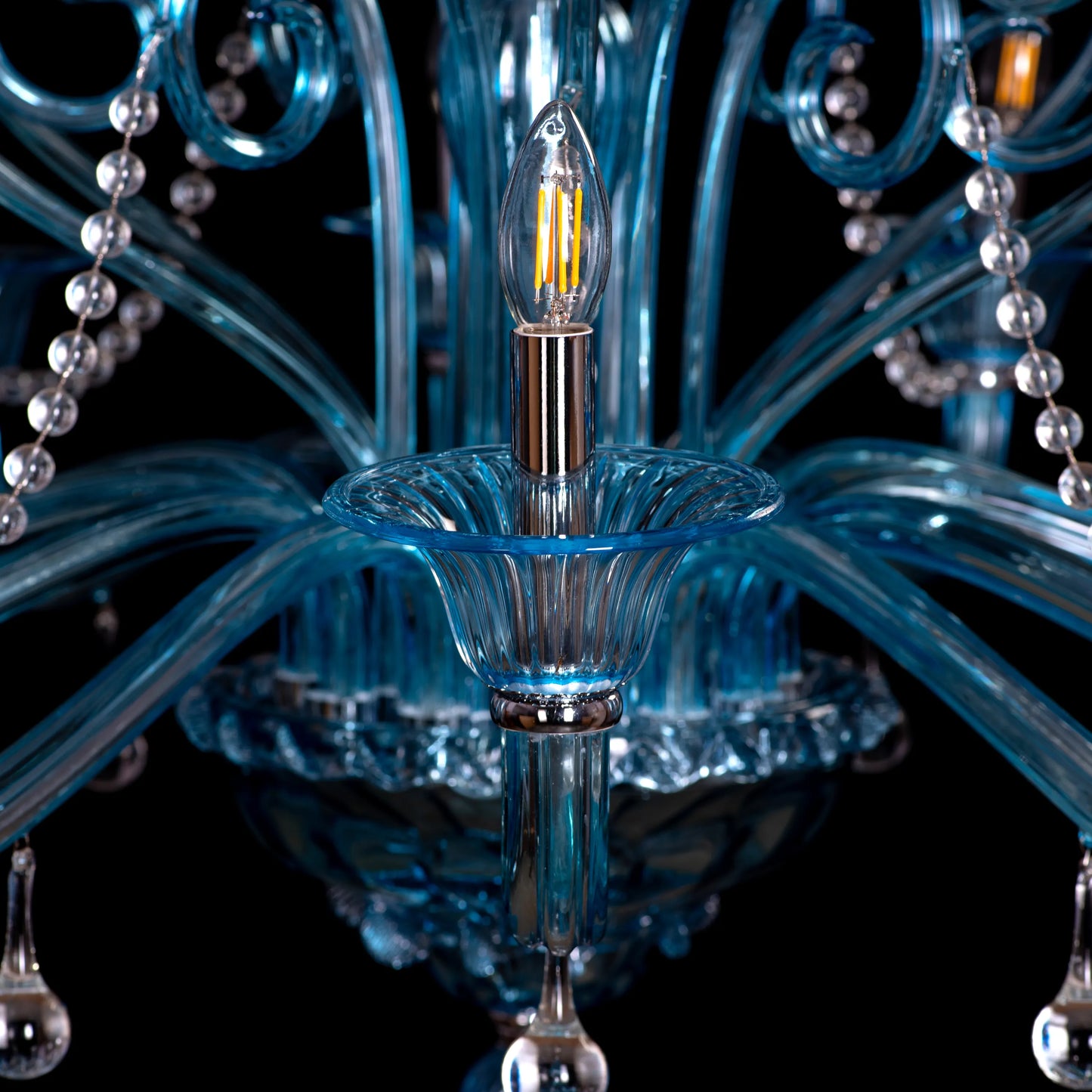 Grecian Glamour (Large, Blue) Textured Glass Chandelier