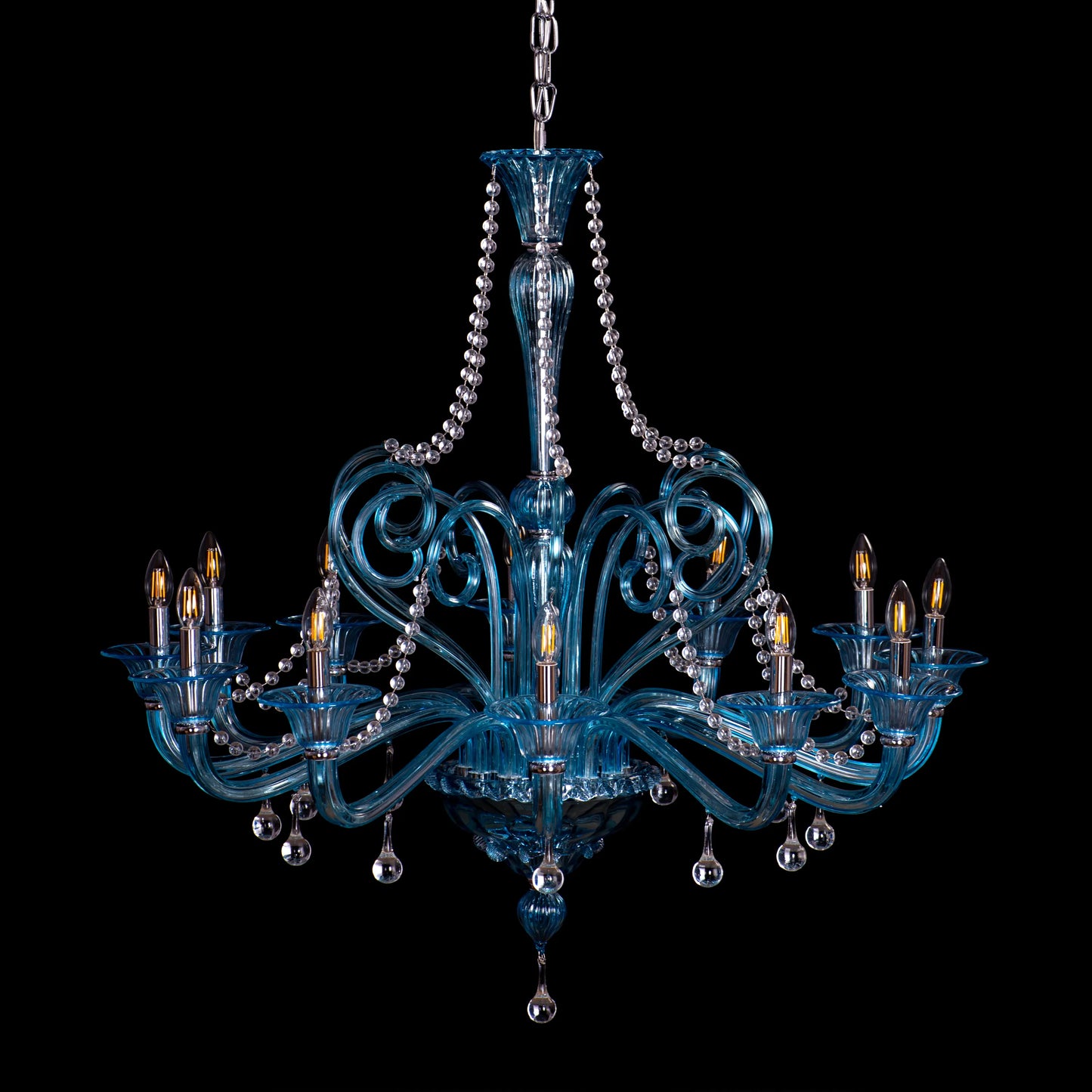 Grecian Glamour (Large, Blue) Textured Glass Chandelier