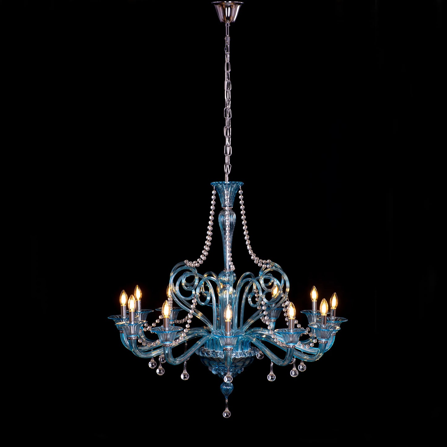 Grecian Glamour (Large, Blue) Textured Glass Chandelier