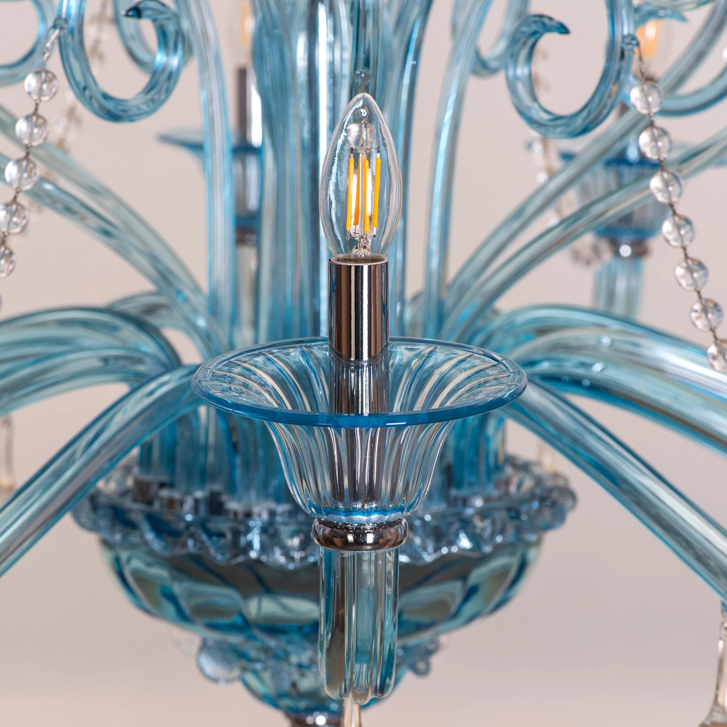 Grecian Glamour (Large, Blue) Textured Glass Chandelier