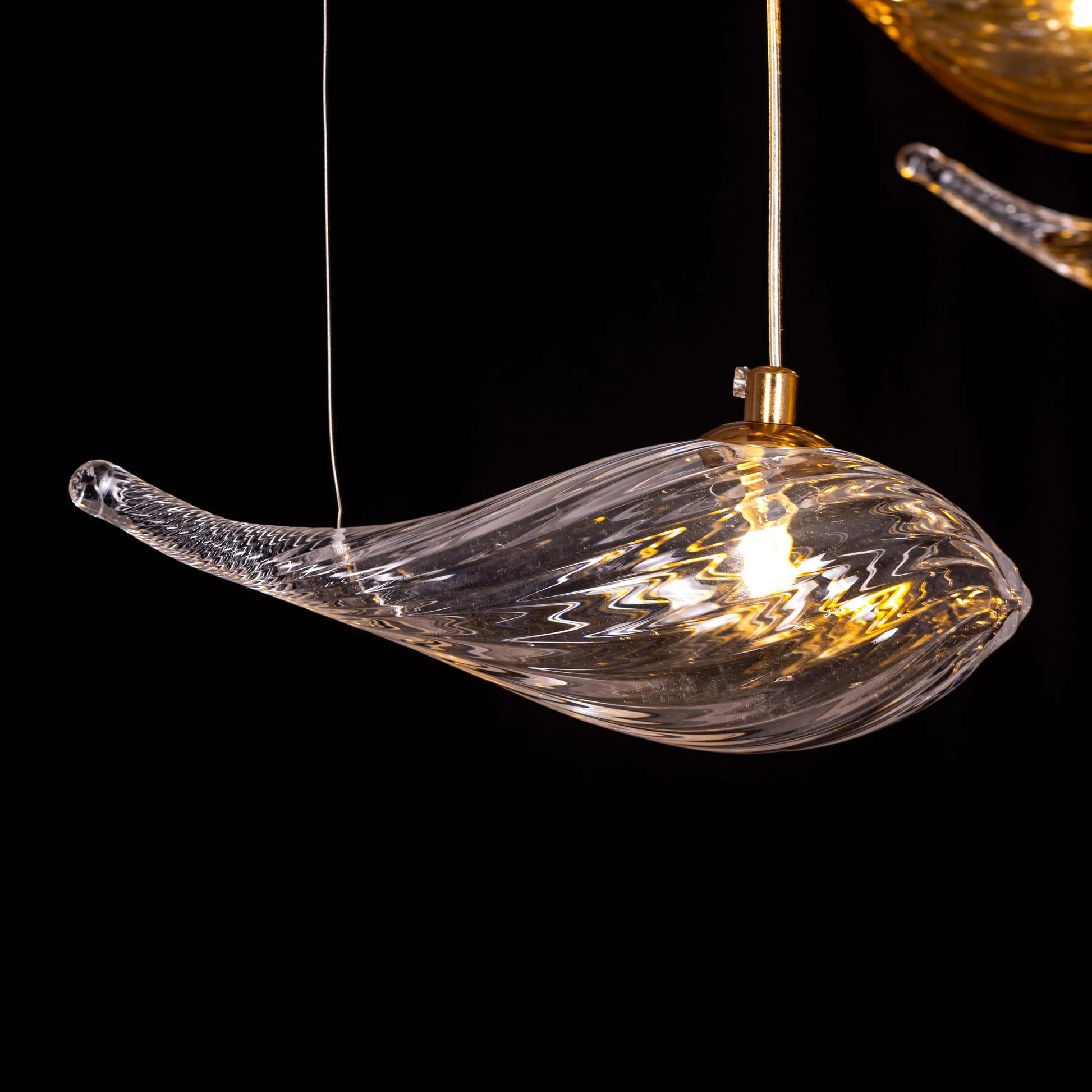 Swim With The Tide Large Gold Amber Textured Glass Chandelier