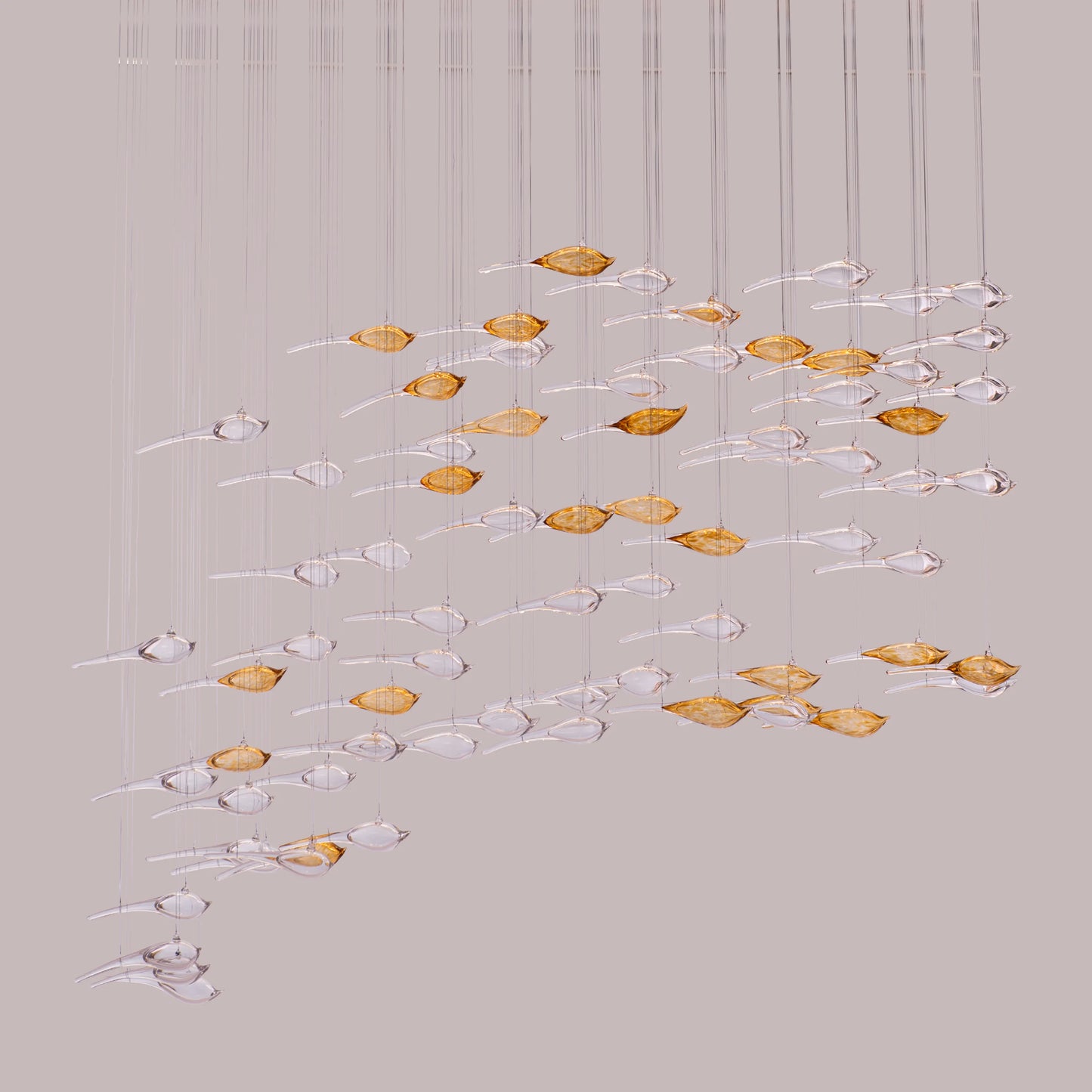 Something Fishy (Large, Gold, Amber) Clear Glass Chandelier