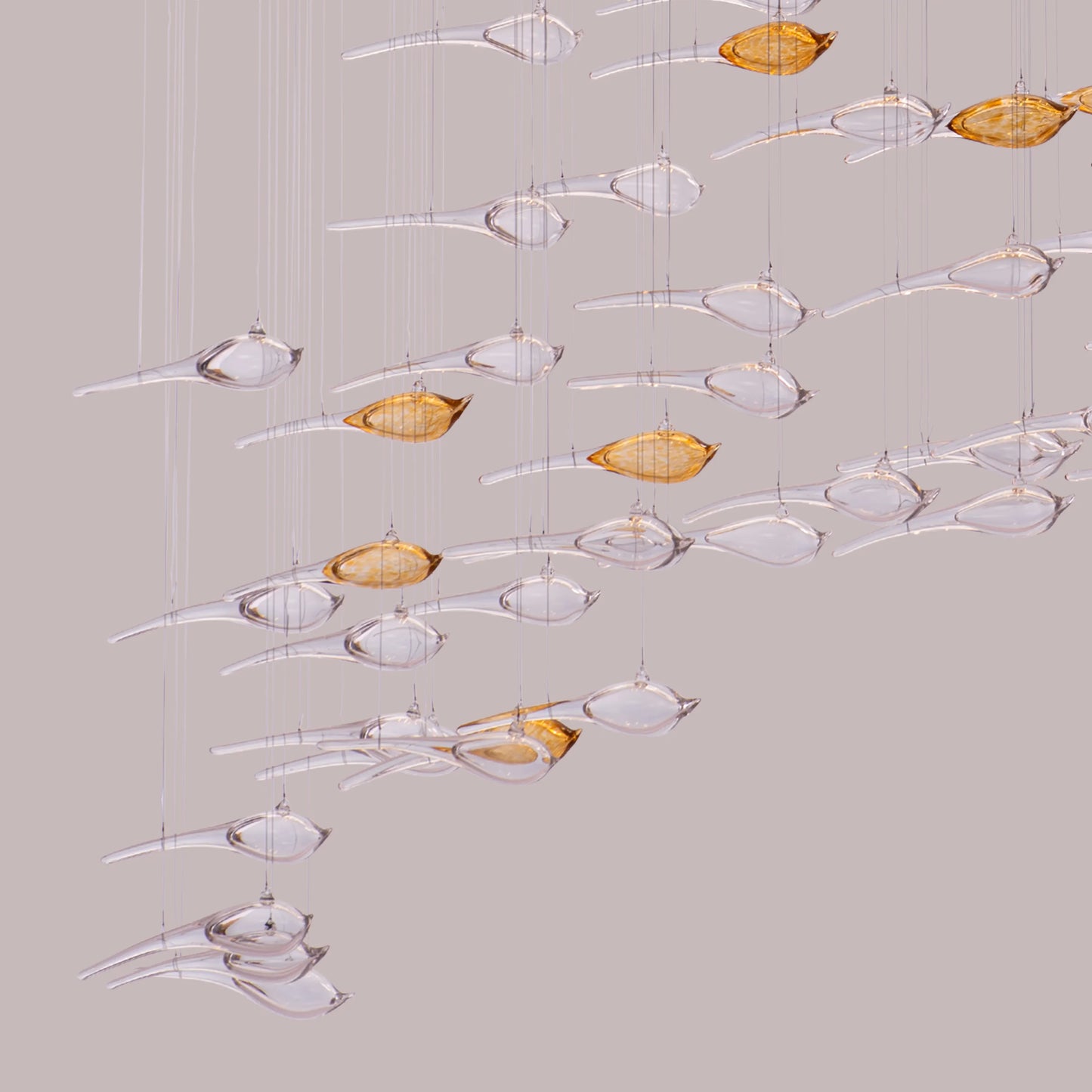 Something Fishy (Large, Gold, Amber) Clear Glass Chandelier