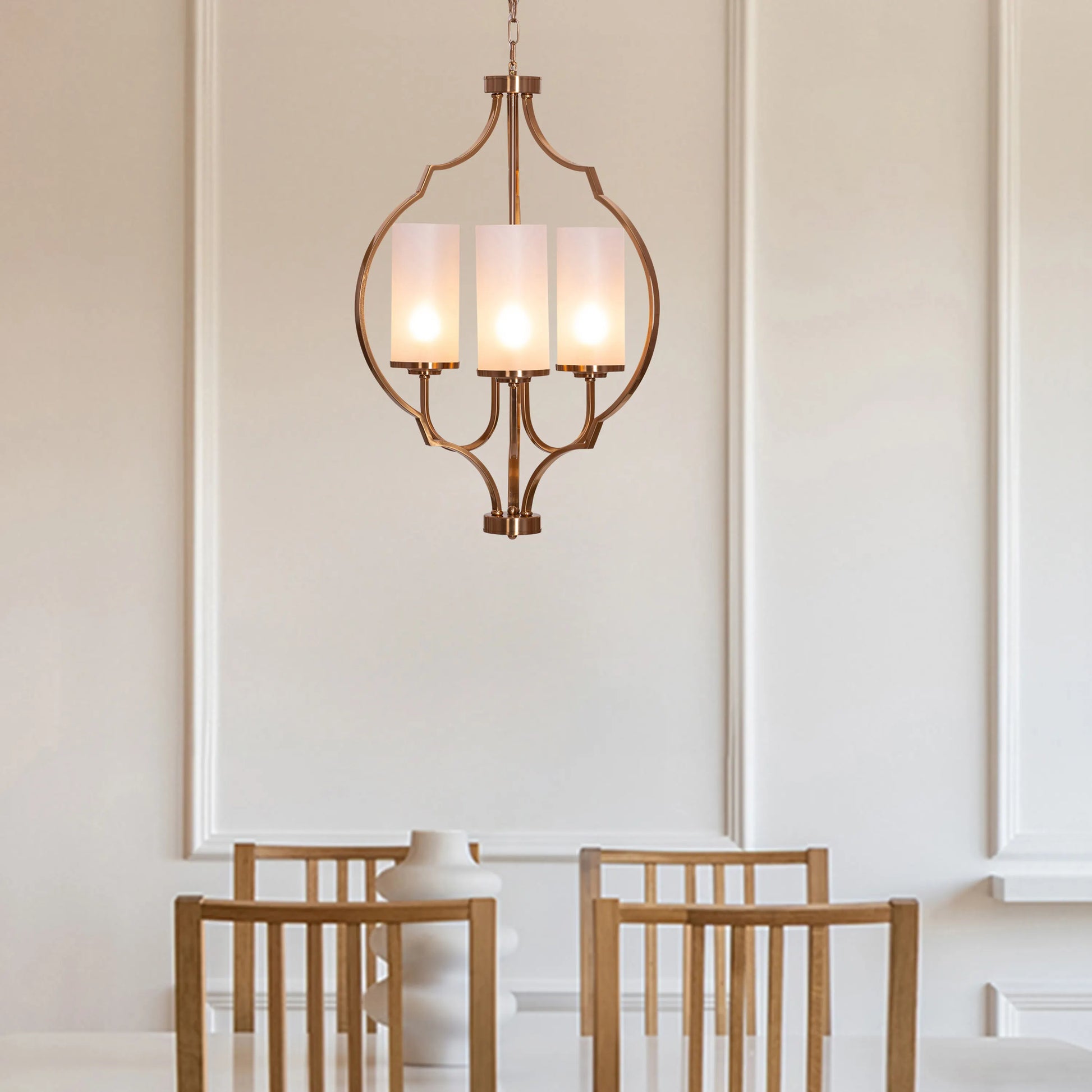 Modern Heart Warming Pendant Light in Gold with Frosted Glass for an Inviting Ambiance