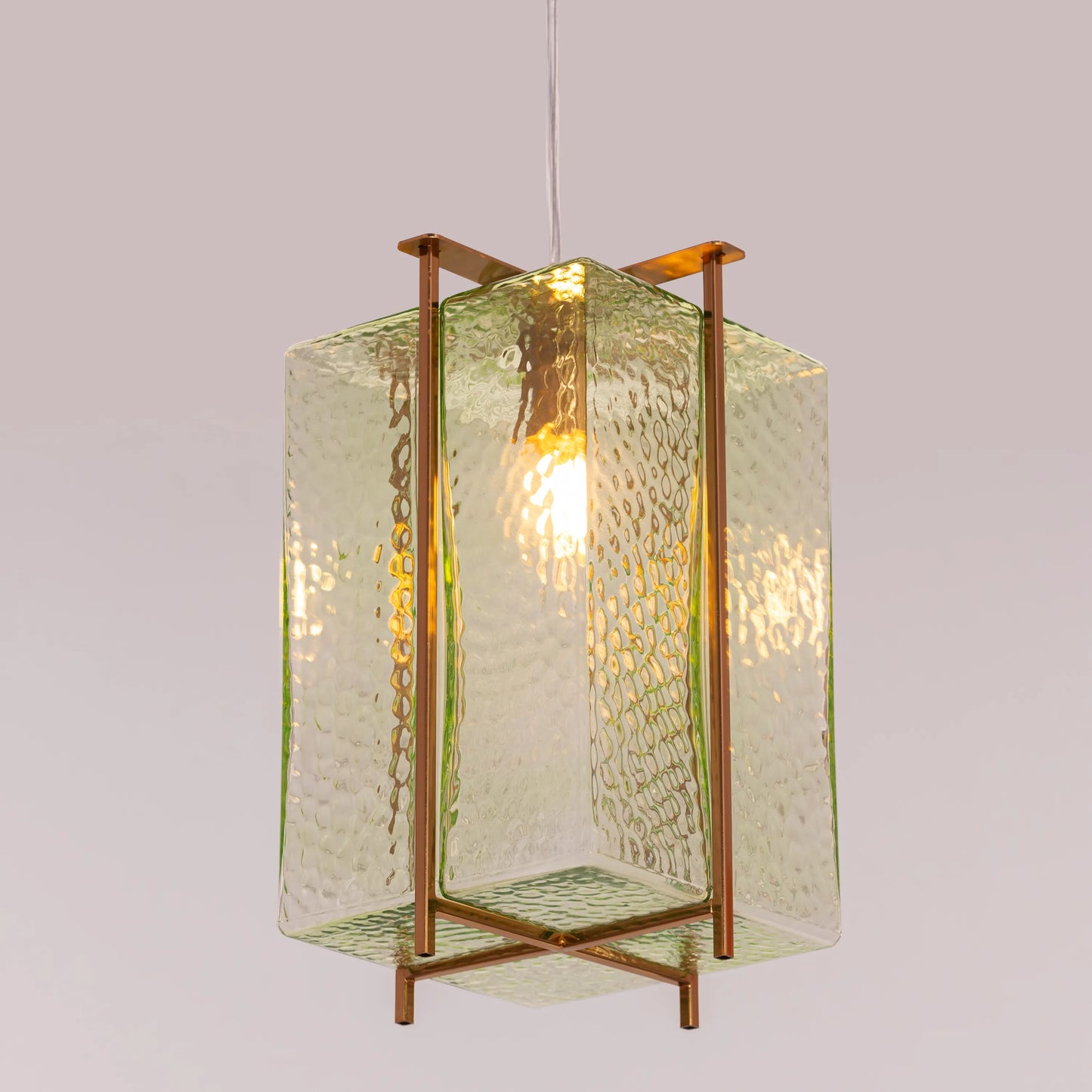 Slideshow (Large, Green, Amber) Textured Glass Pendant Light