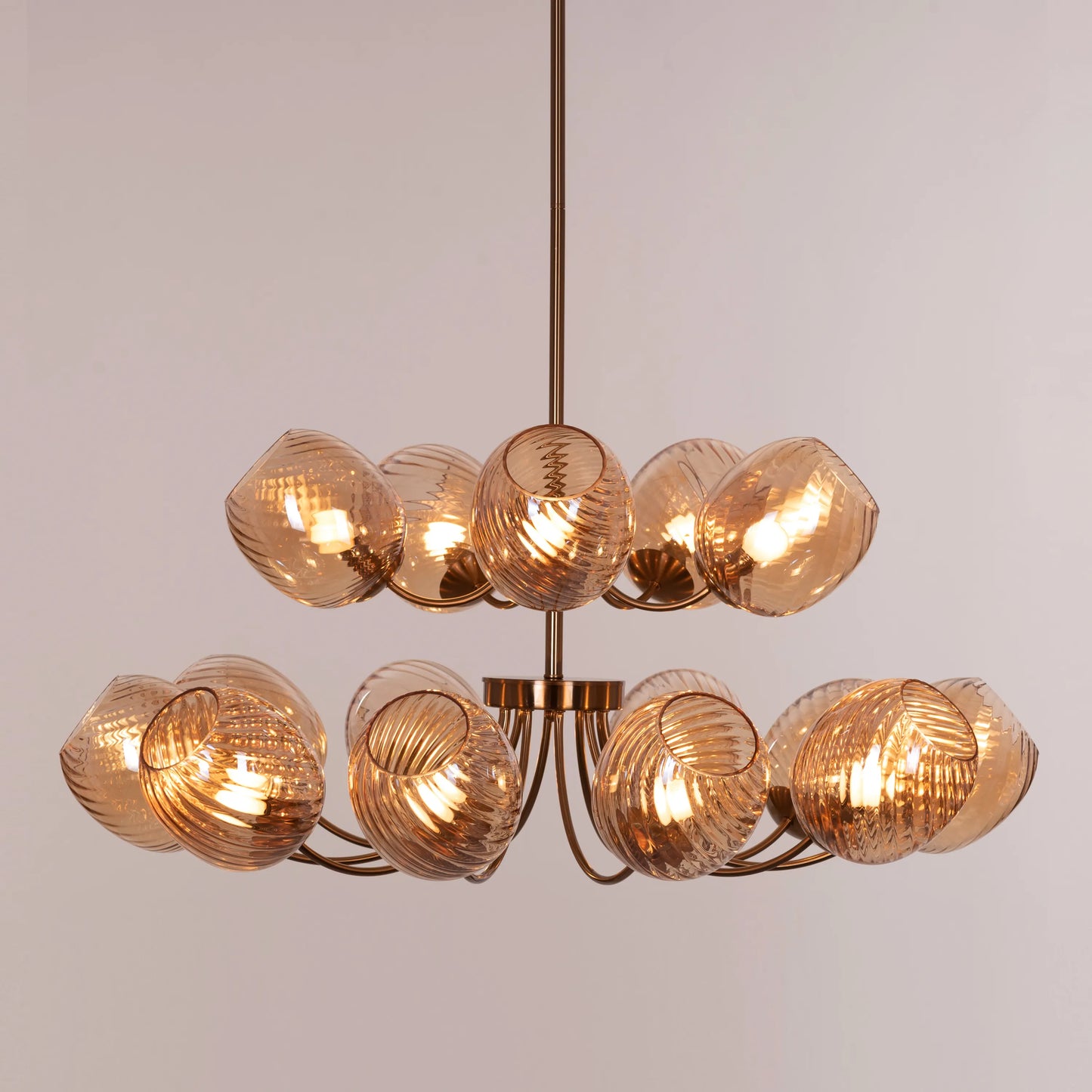 Backstage Glow (Large, Gold, Amber) Glass Chandelier