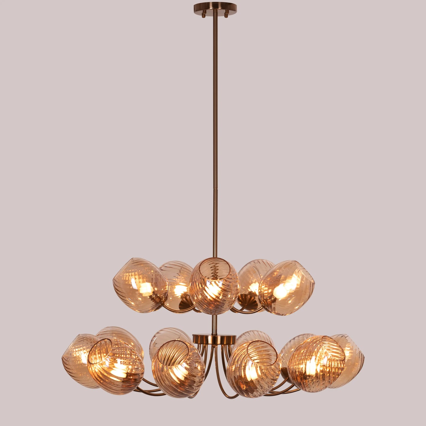 Backstage Glow (Large, Gold, Amber) Glass Chandelier