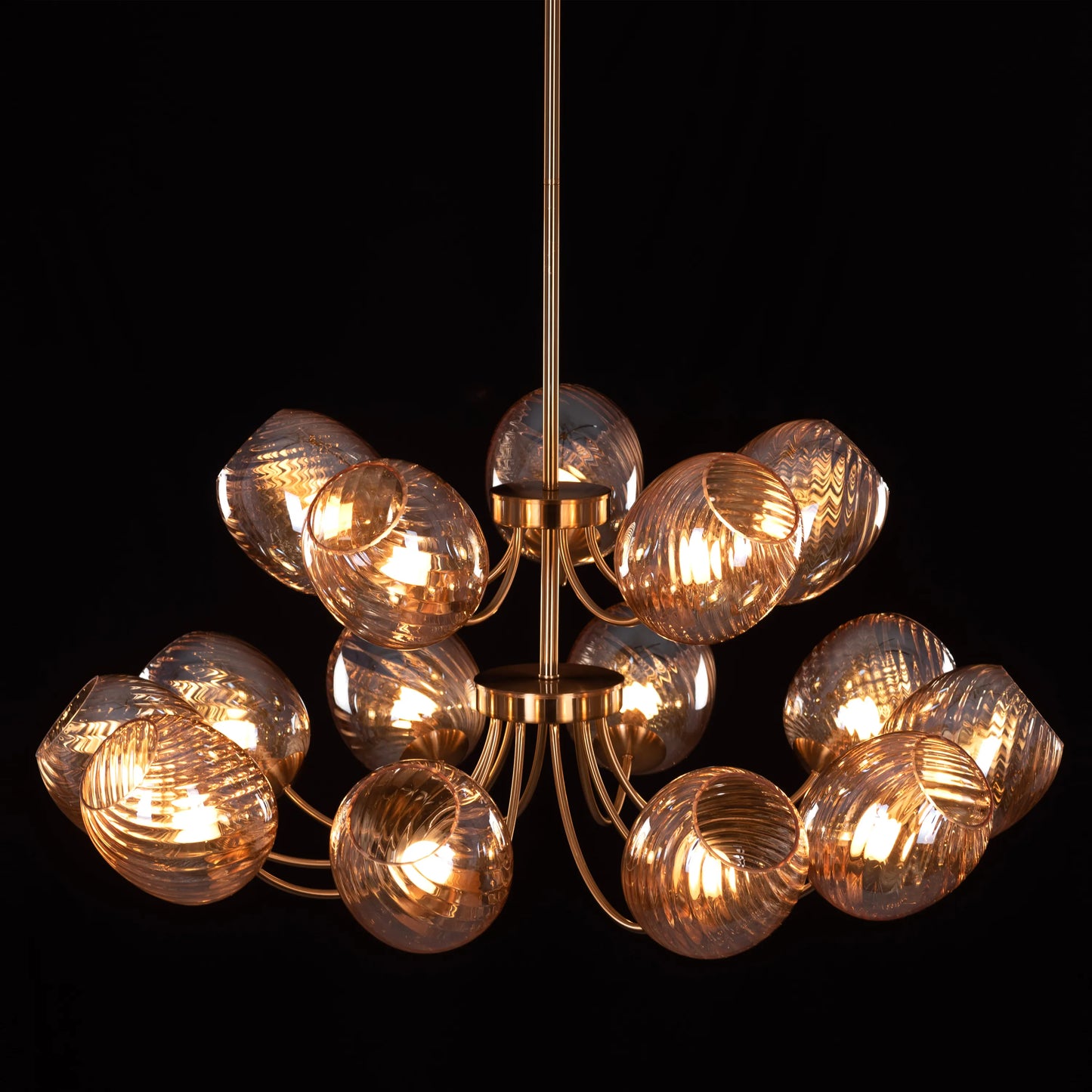 Backstage Glow (Large, Gold, Amber) Glass Chandelier