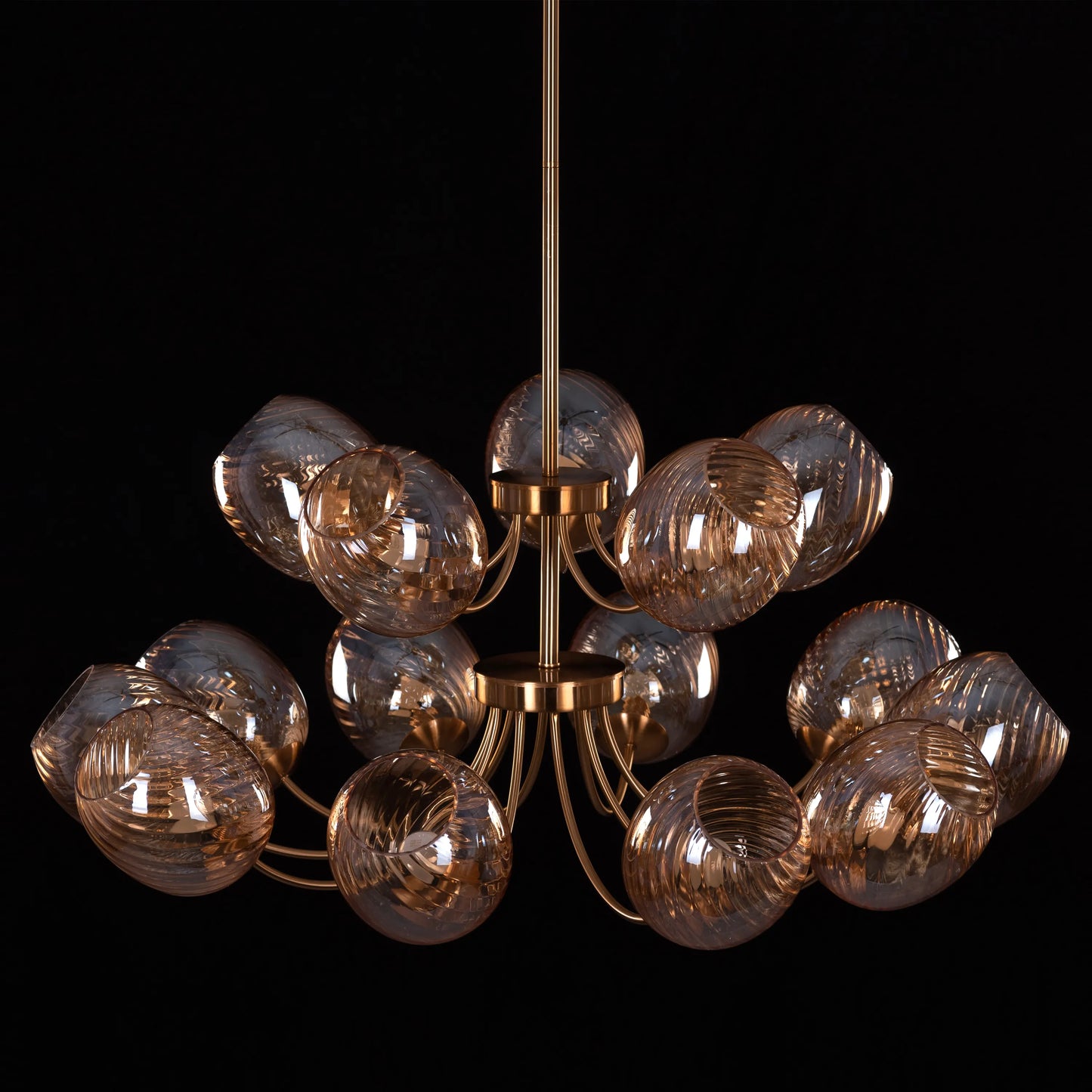 Backstage Glow (Large, Gold, Amber) Glass Chandelier