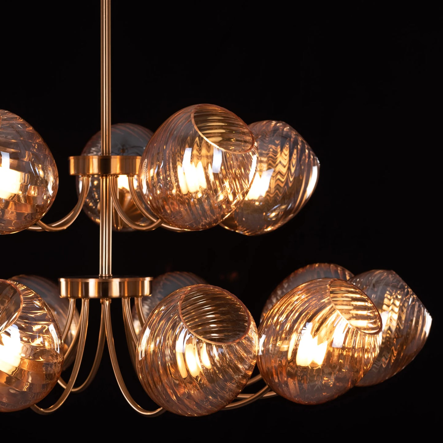 Backstage Glow (Large, Gold, Amber) Glass Chandelier