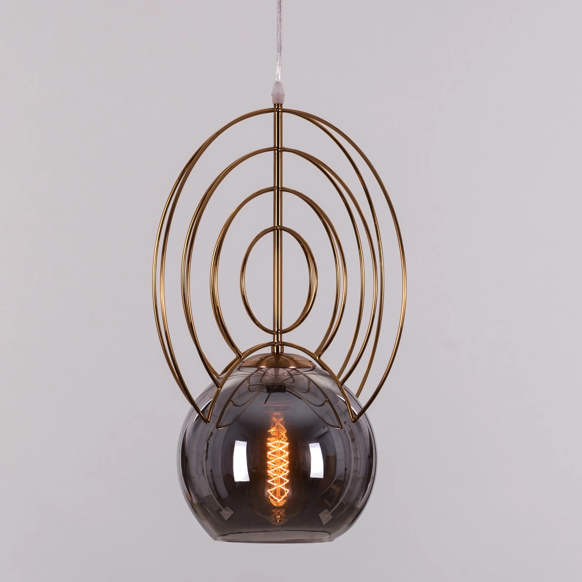 Luxurious Gold and Smokey Grey Glass Pendant Light for Contemporary Spaces