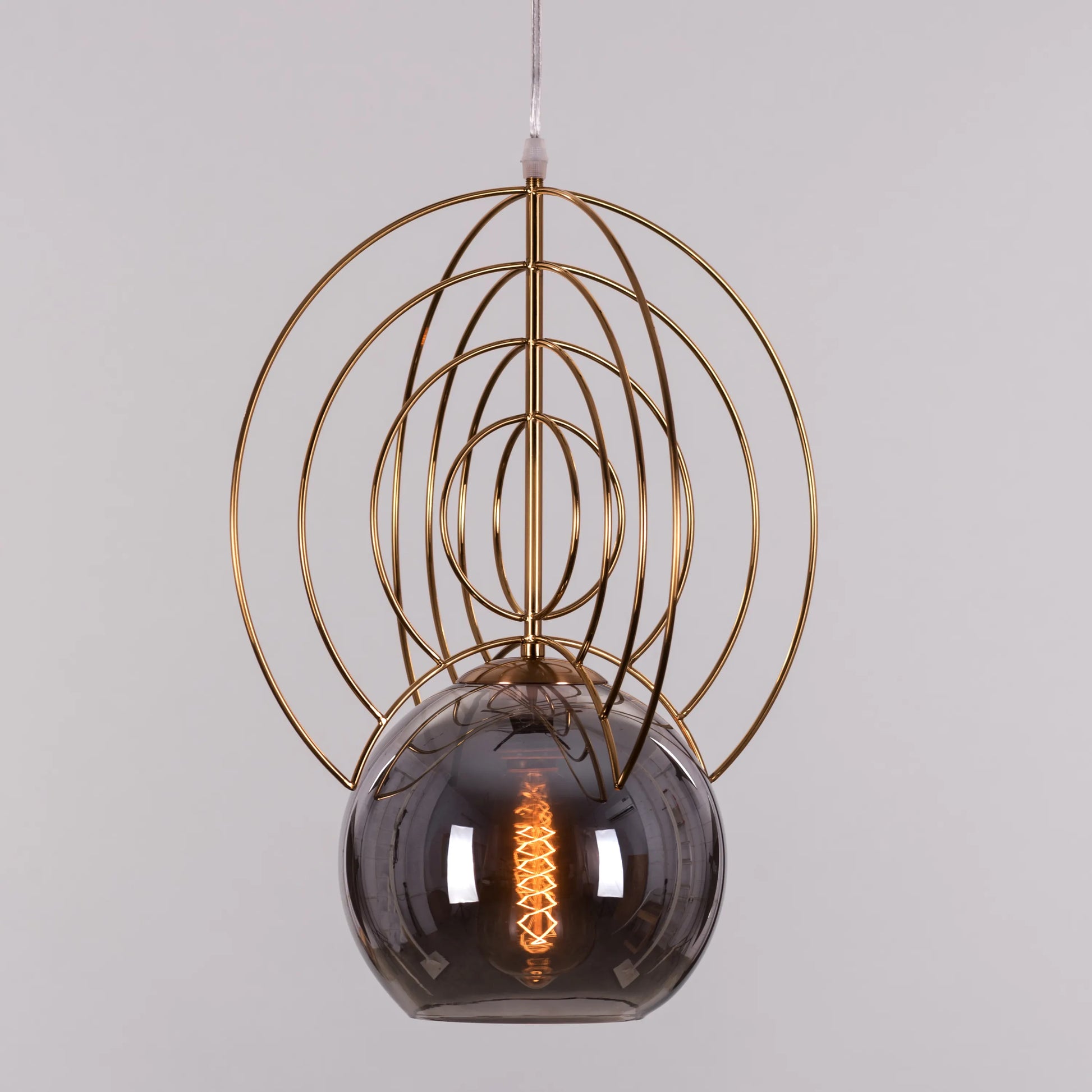 Luxurious Gold and Smokey Grey Glass Pendant Light for Contemporary Spaces