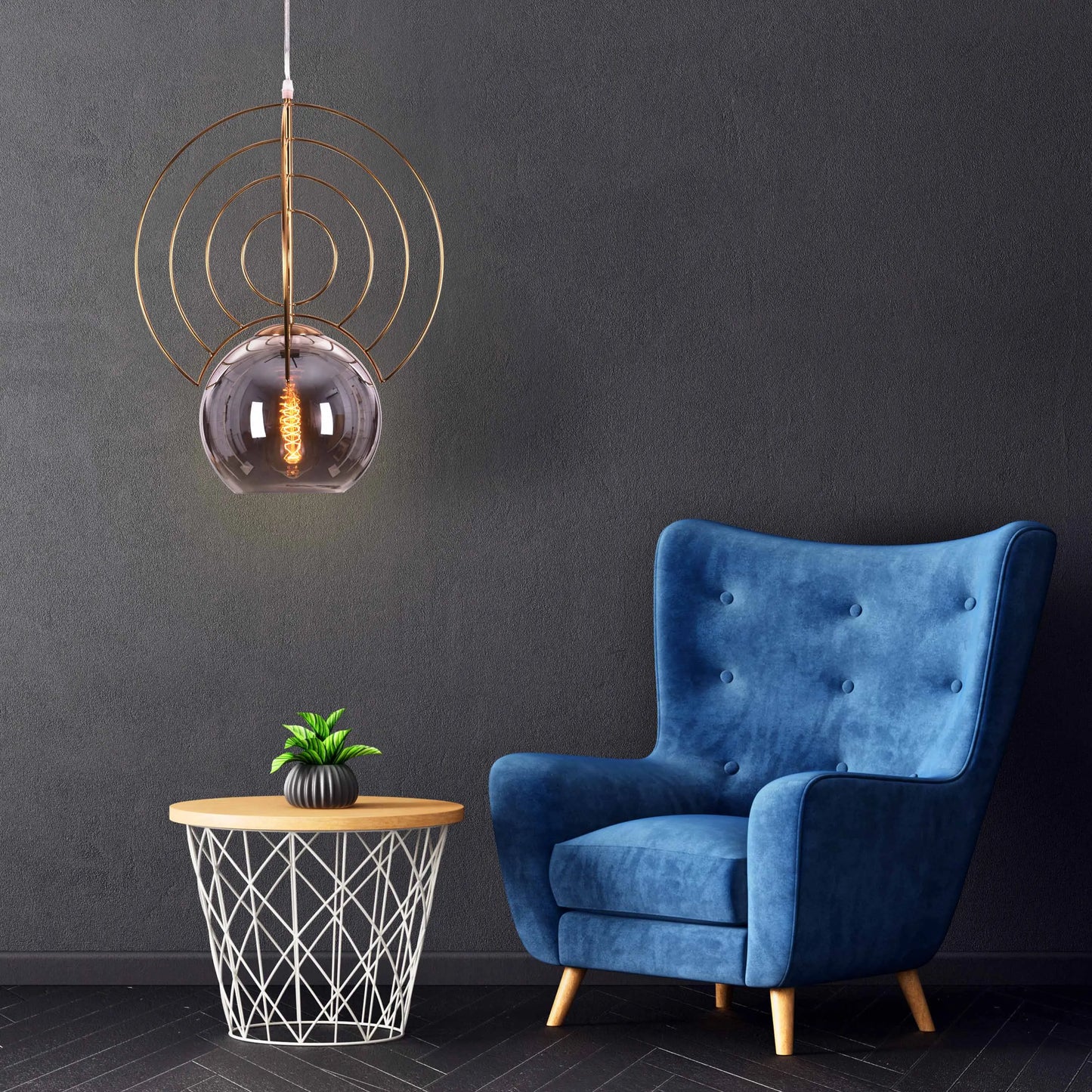 Luxurious Gold and Smokey Grey Glass Pendant Light for Contemporary Spaces