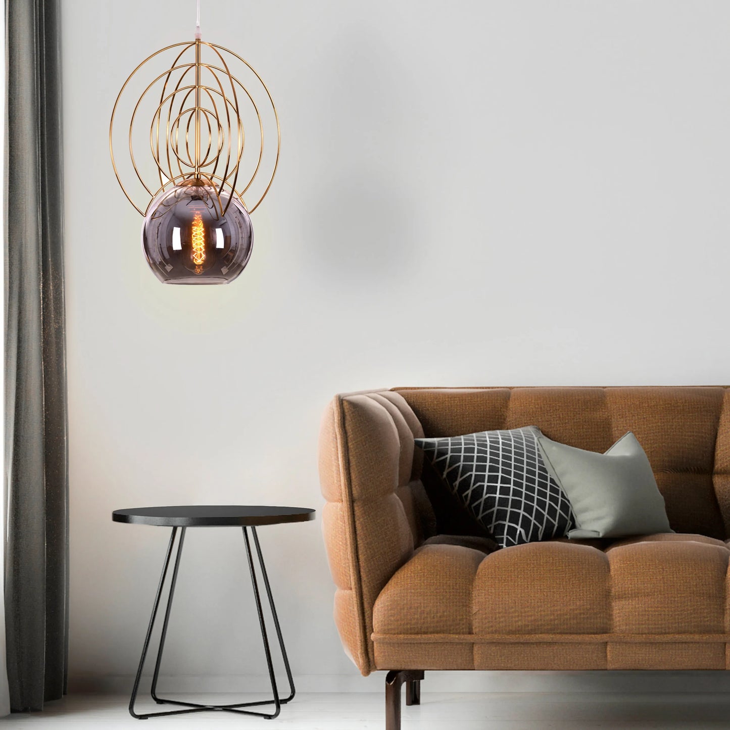 Glam Glow (Gold, Smokey Grey) Glass Pendant Light