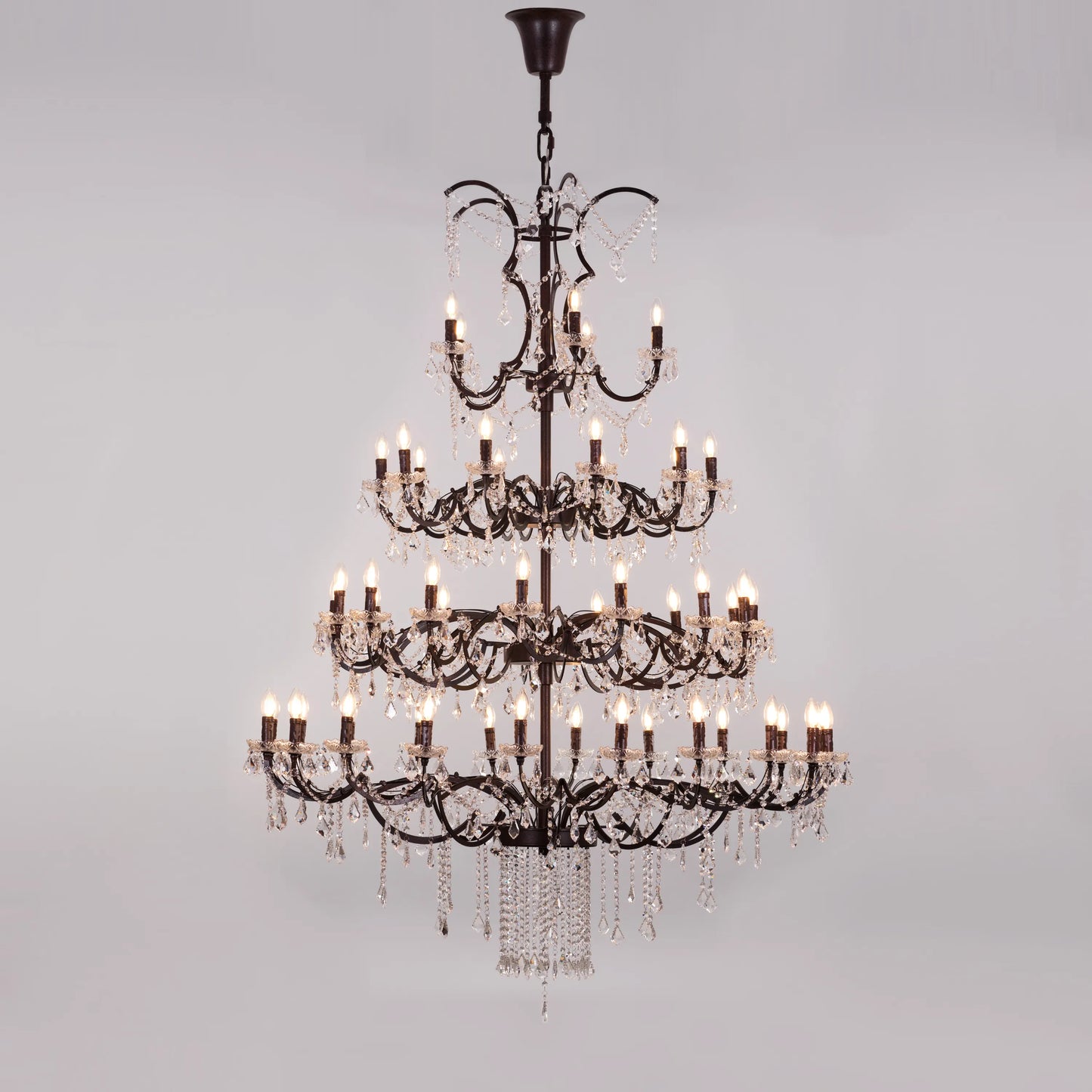 Victorian Masterpiece (Large, Antique Rust) Crystal Double Height Chandelier