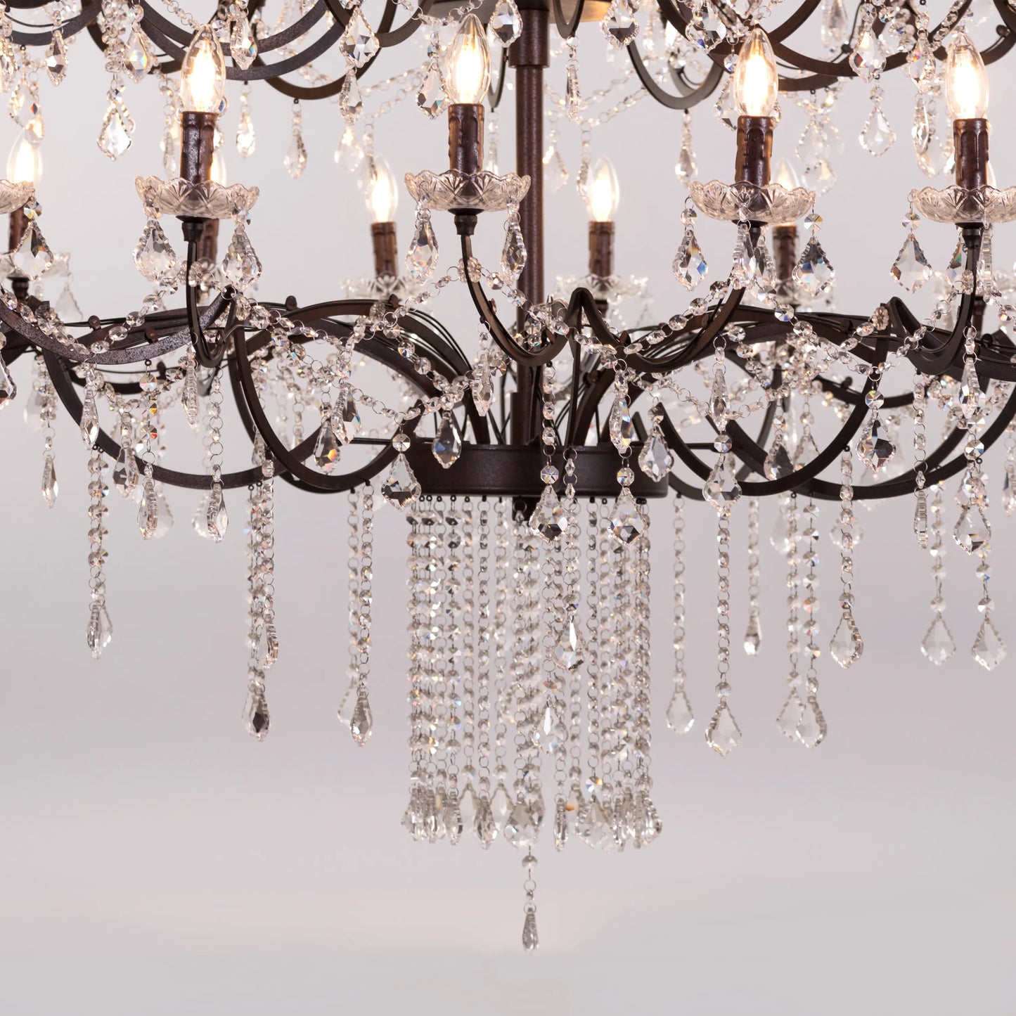 Victorian Masterpiece (Large, Antique Rust) Crystal Double Height Chandelier