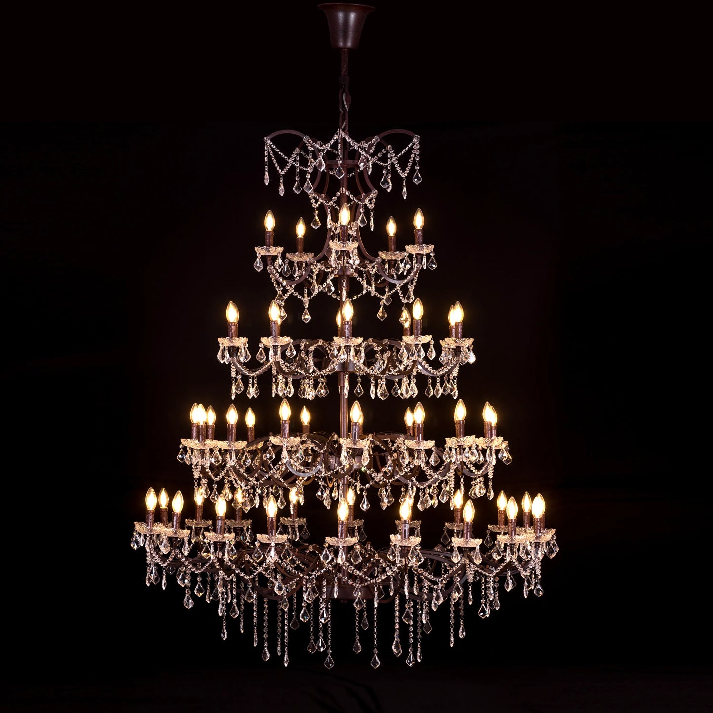 Victorian Masterpiece (Large, Antique Rust) Crystal Double Height Chandelier