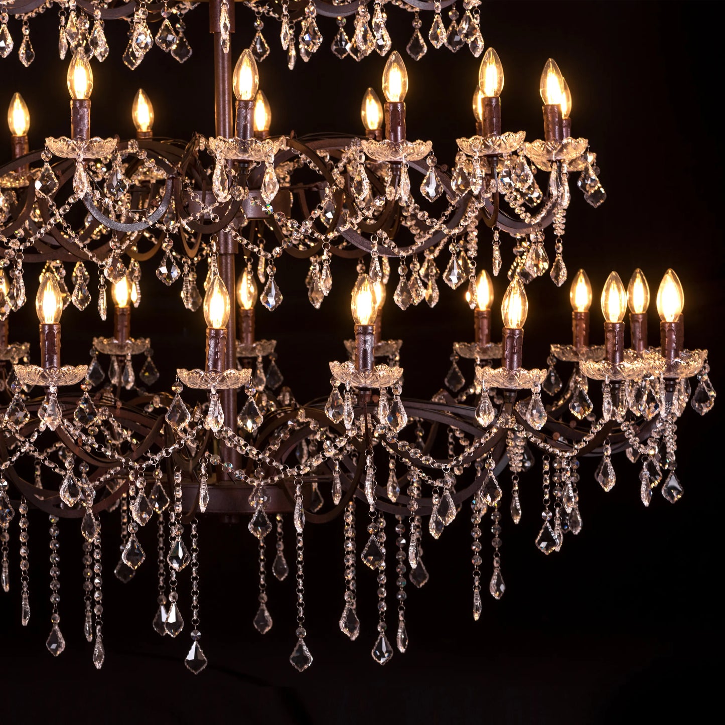 Victorian Masterpiece (Large, Antique Rust) Crystal Double Height Chandelier