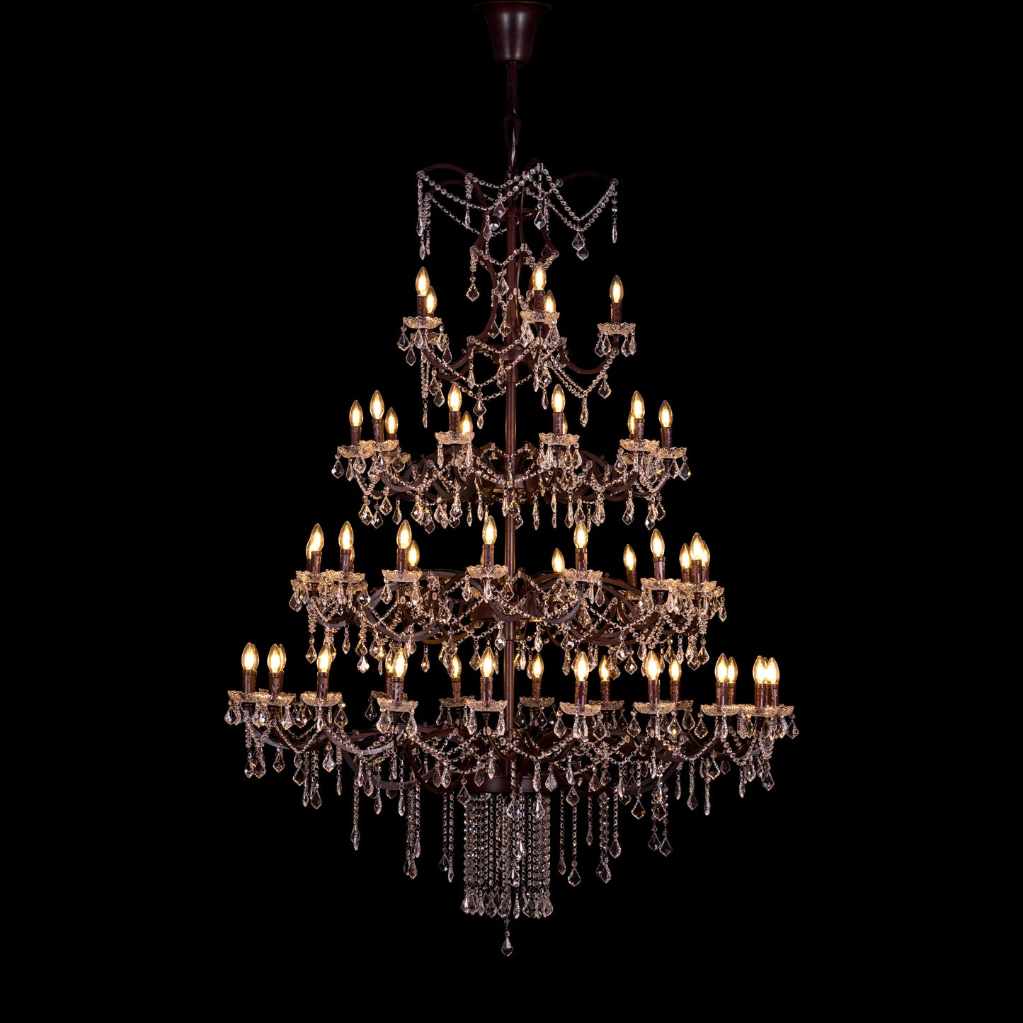 Victorian Masterpiece (Large, Antique Rust) Crystal Double Height Chandelier