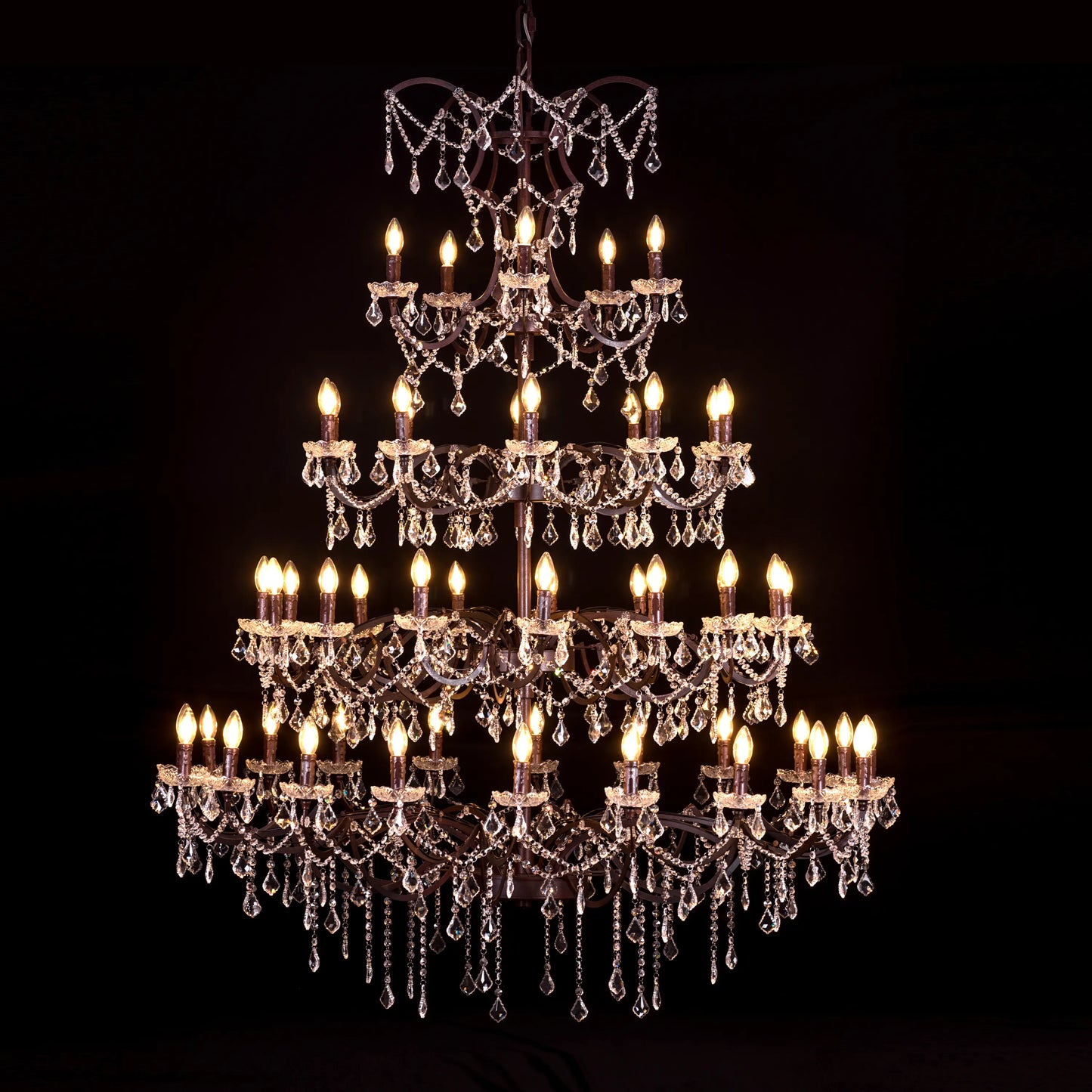 Victorian Masterpiece (Large, Antique Rust) Crystal Double Height Chandelier