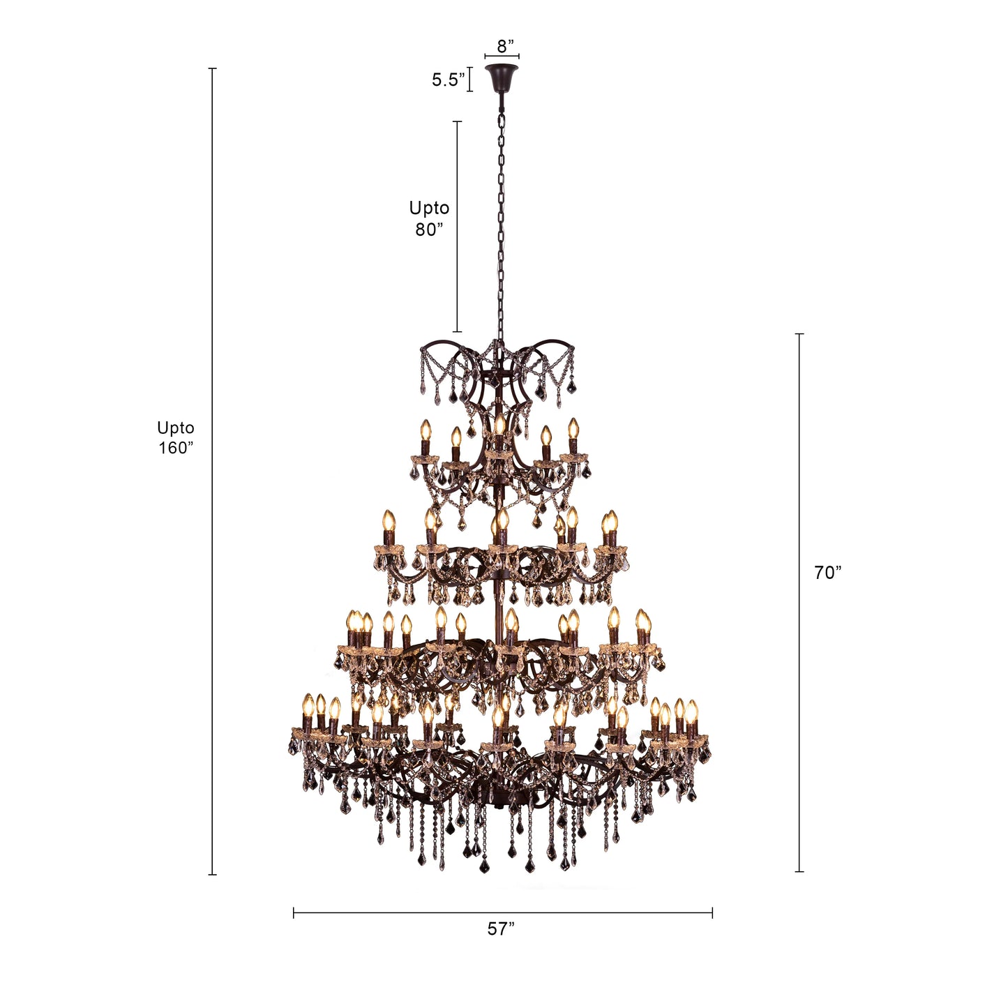 Victorian Masterpiece (Large, Antique Rust) Crystal Double Height Chandelier