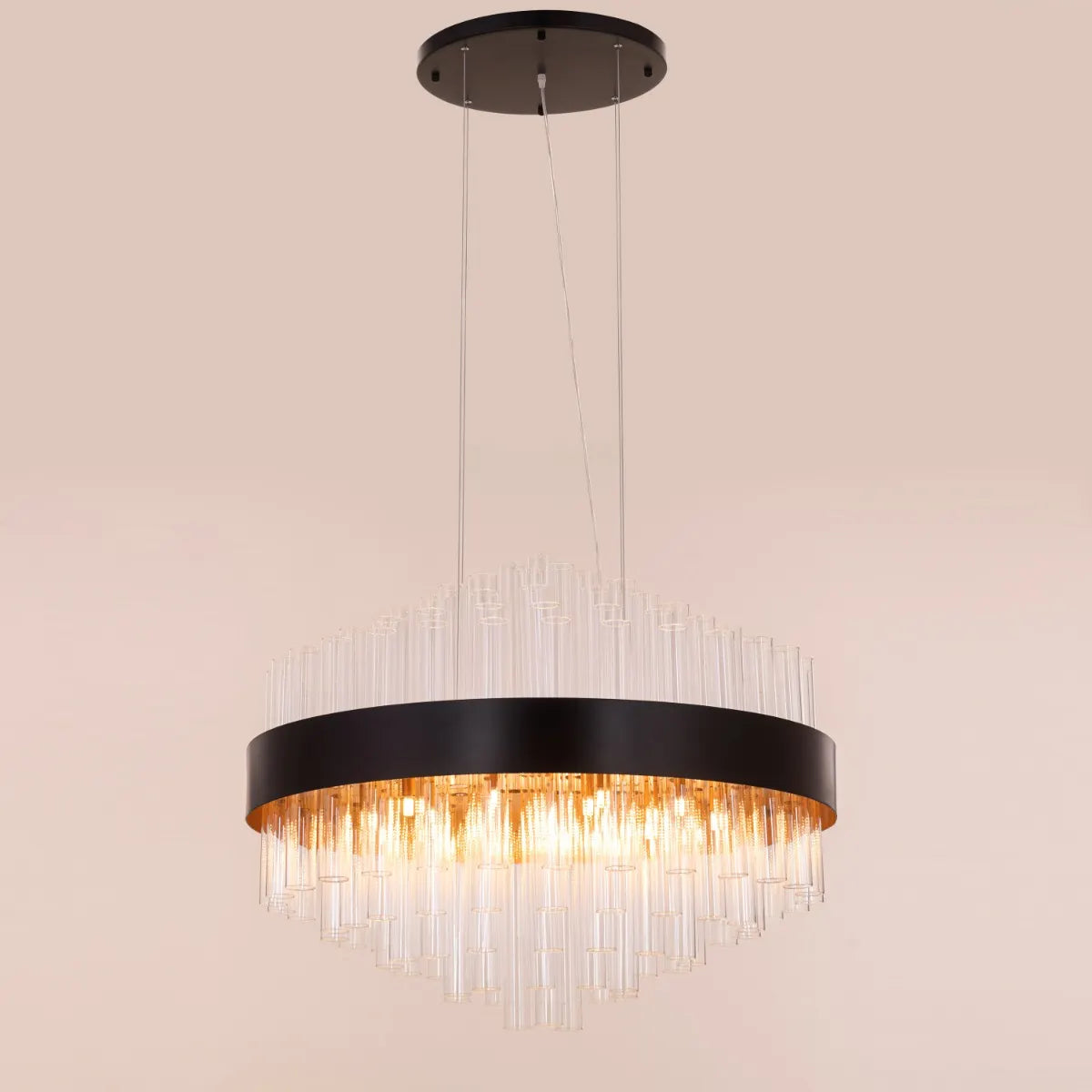 Bells & Whistles (Large, Round, Black) Glass Tube Chandelier