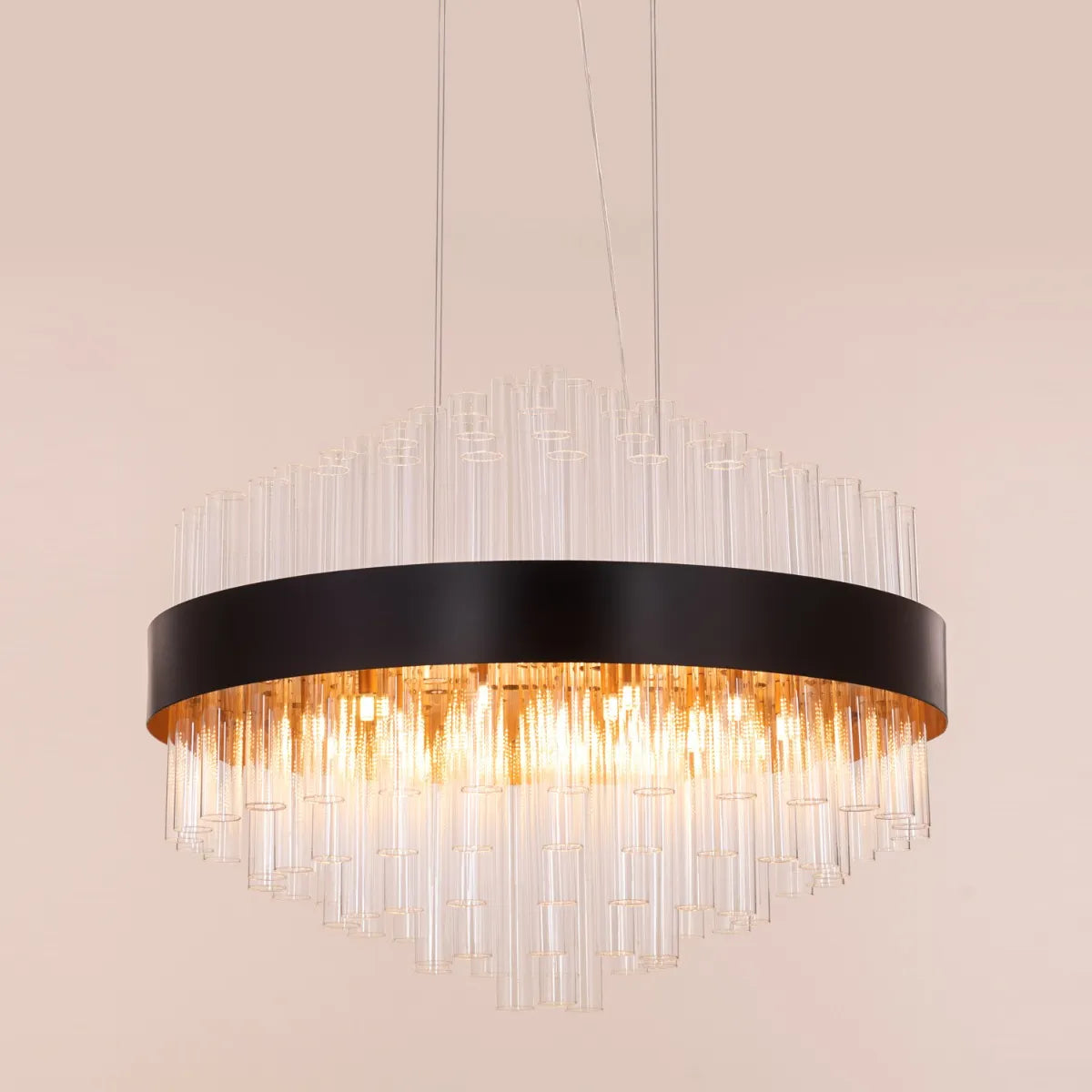 Bells & Whistles (Large, Round, Black) Glass Tube Chandelier