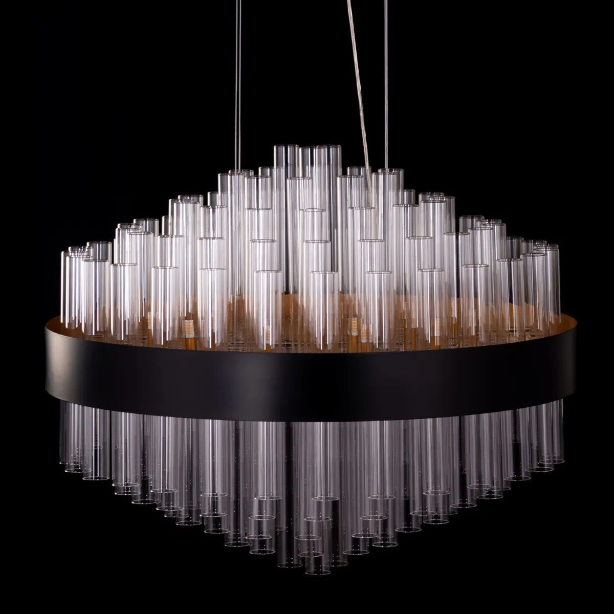 Bells & Whistles (Large, Round, Black) Glass Tube Chandelier