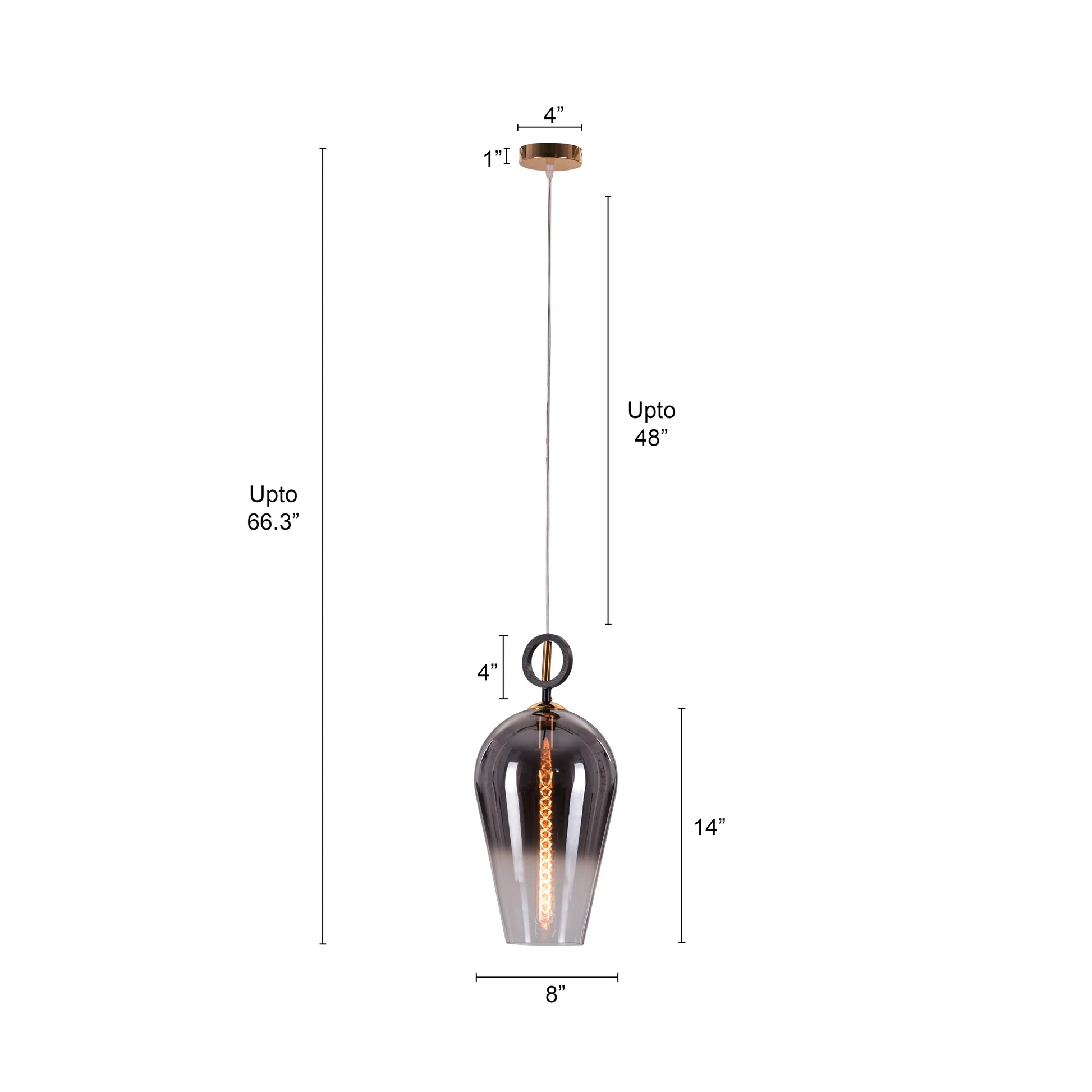 Elegant Stormy Skies Pendant Light with Smokey Grey Glass Design