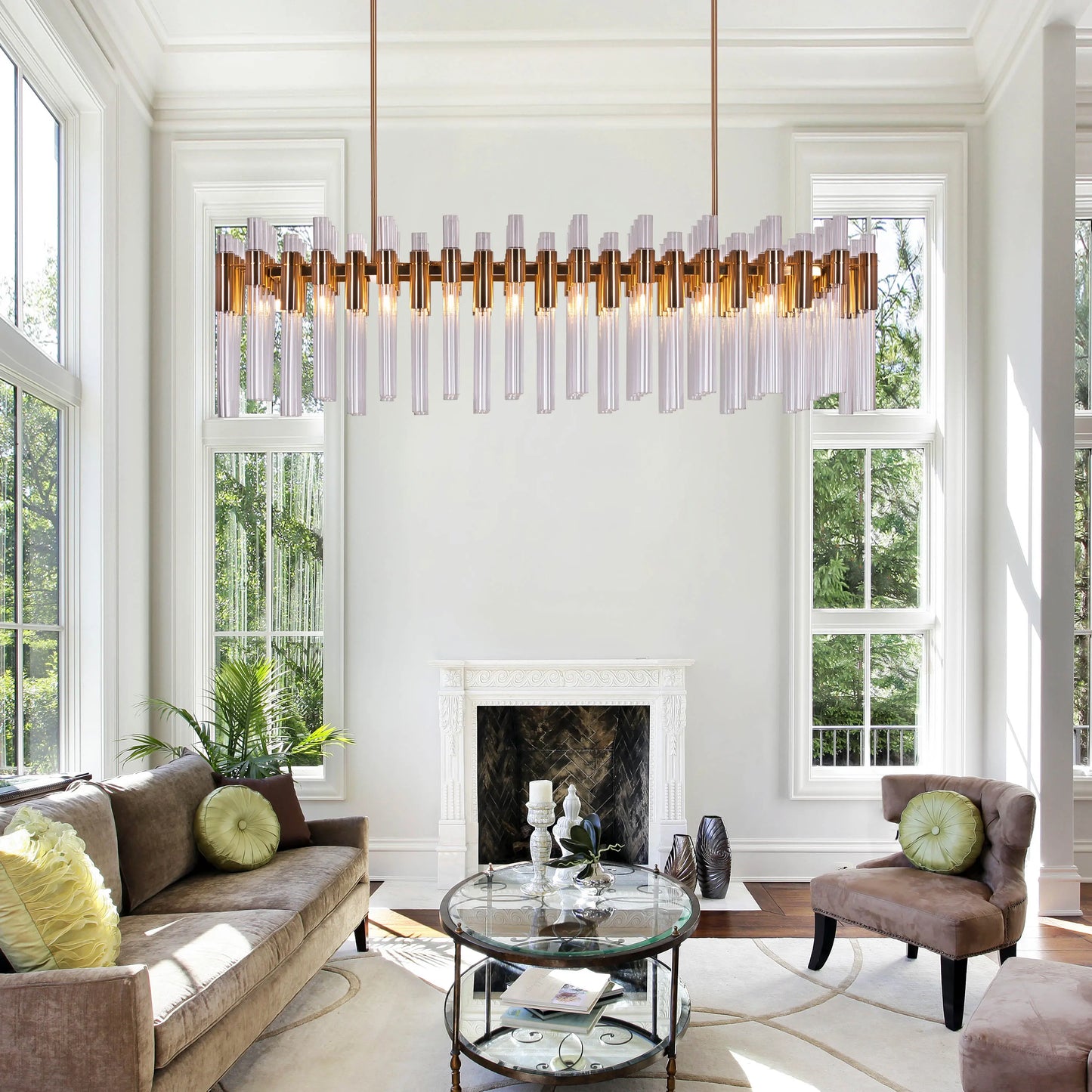 Married In Milan Grand Gold Glass Tube Chandelier