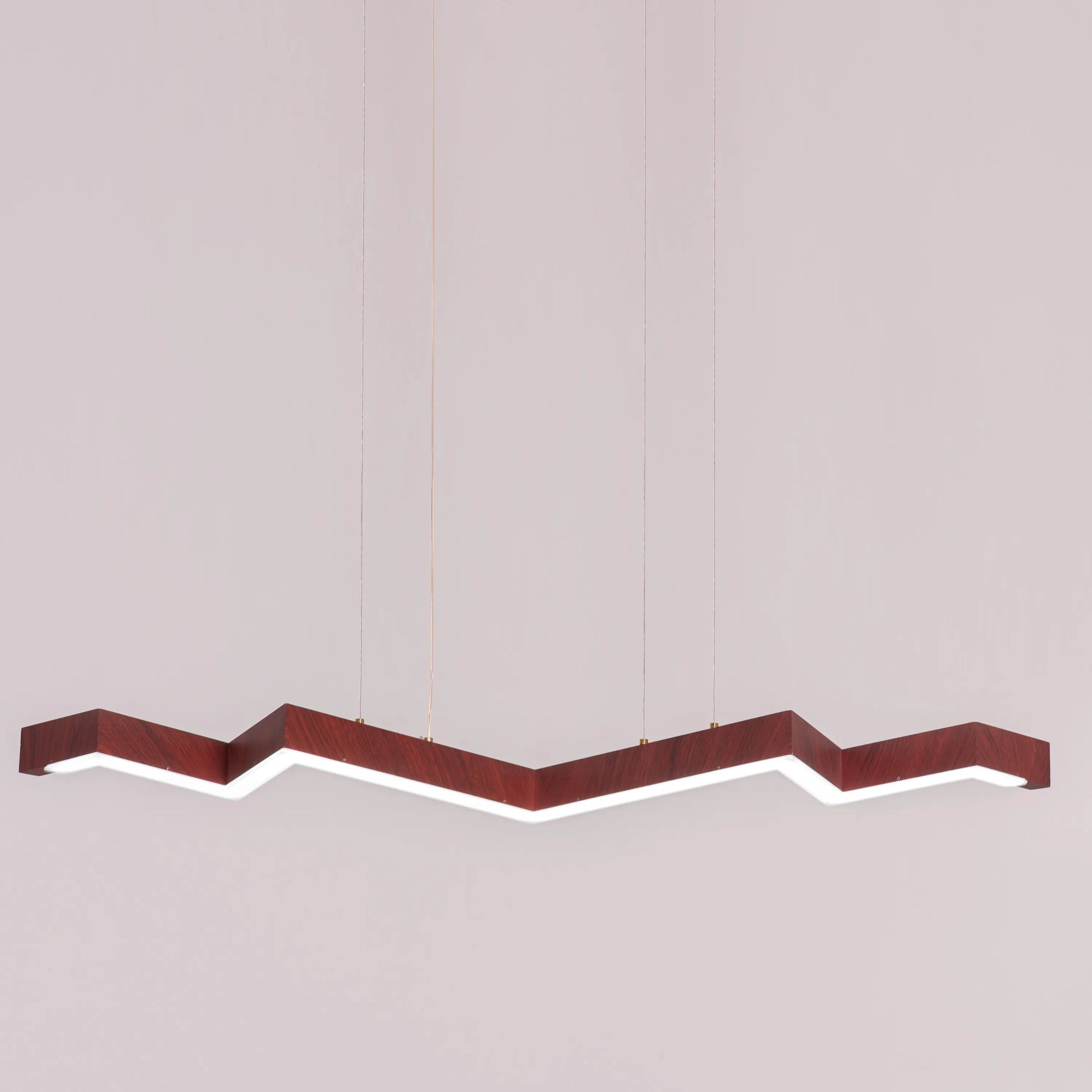 Bolt Chandelier: A medium-sized, wooden chandelier with dimmable LED lighting and remote control.