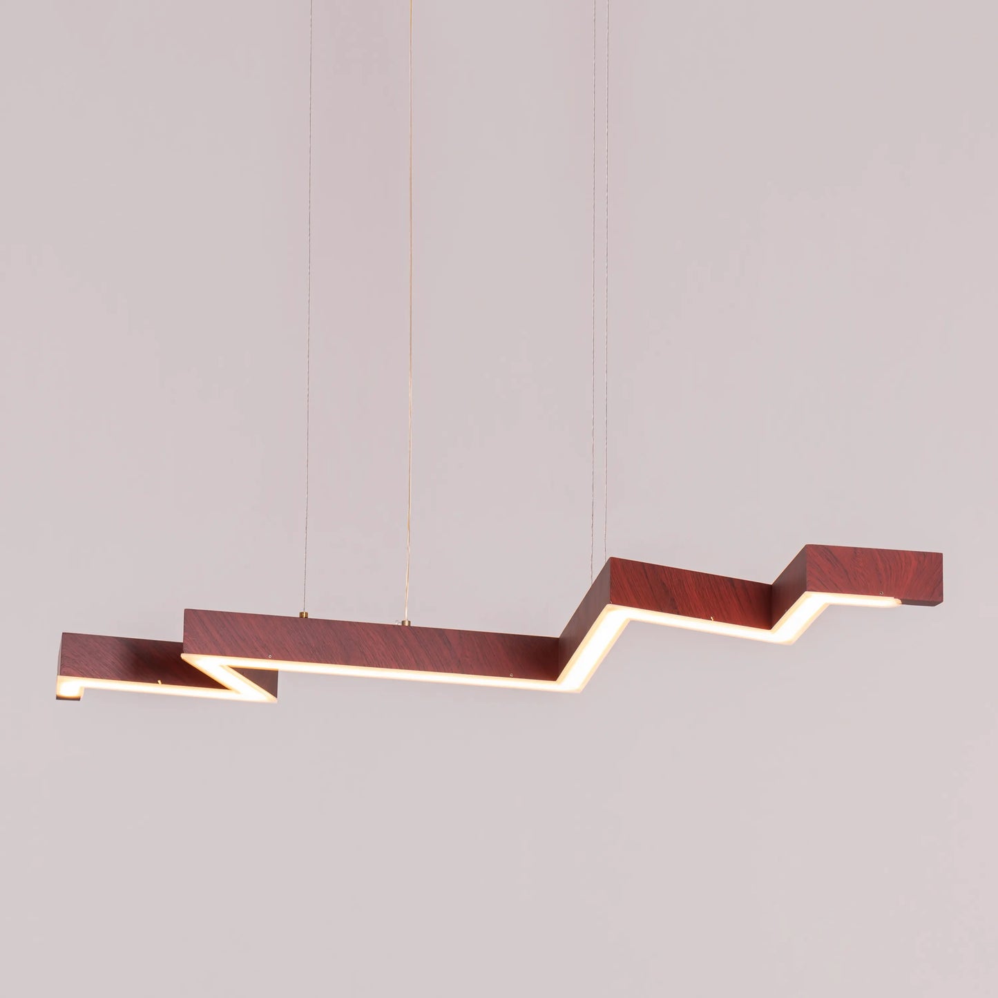 Bolt Chandelier: A medium-sized, wooden chandelier with dimmable LED lighting and remote control.