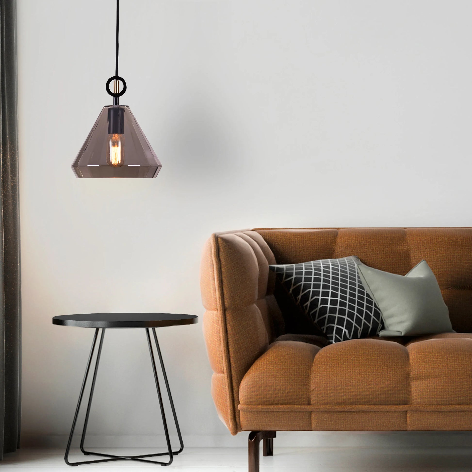 In-Depth glass pendant light illuminating a stylish dining area