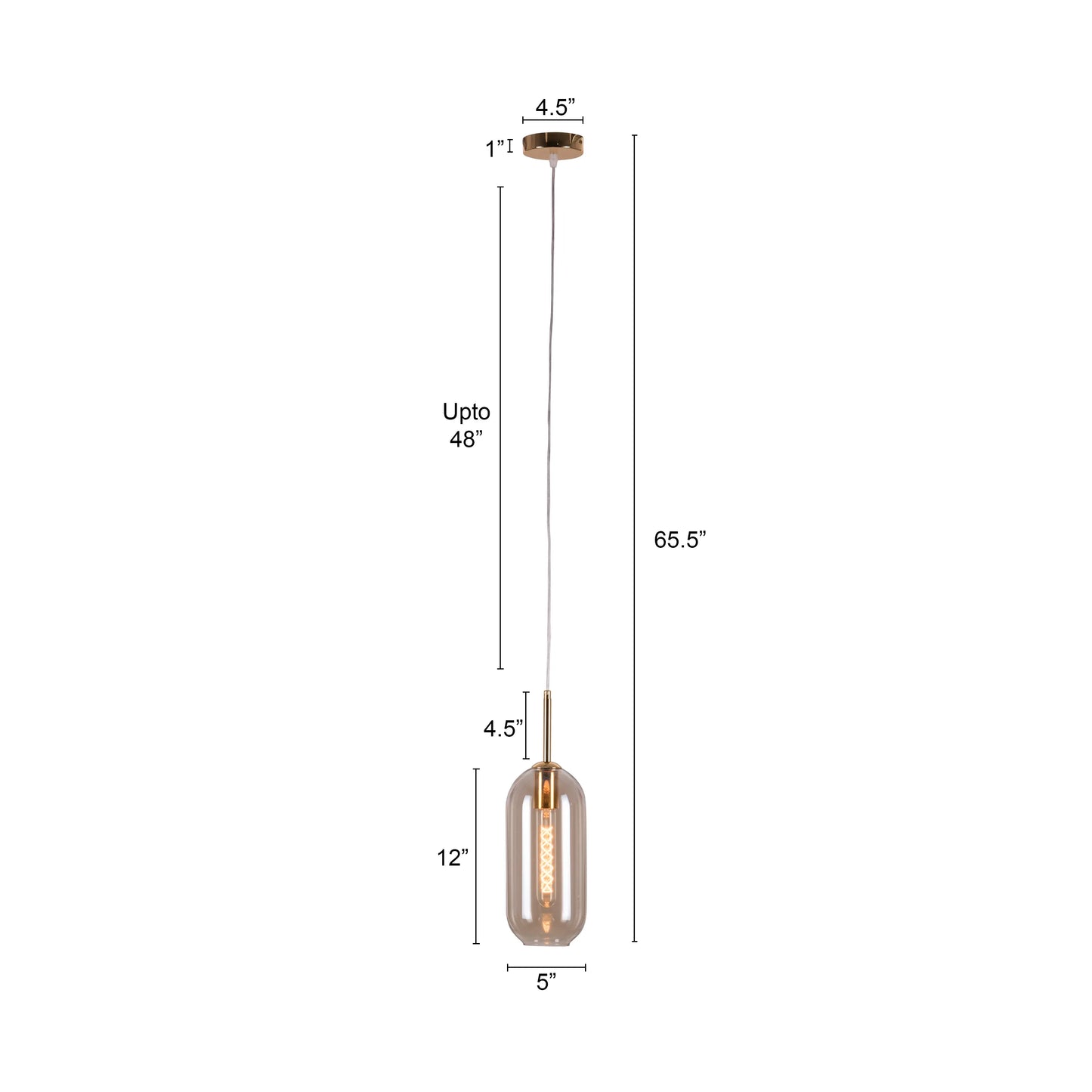 Glamour (Gold, Smokey Grey) Glass Pendant Light