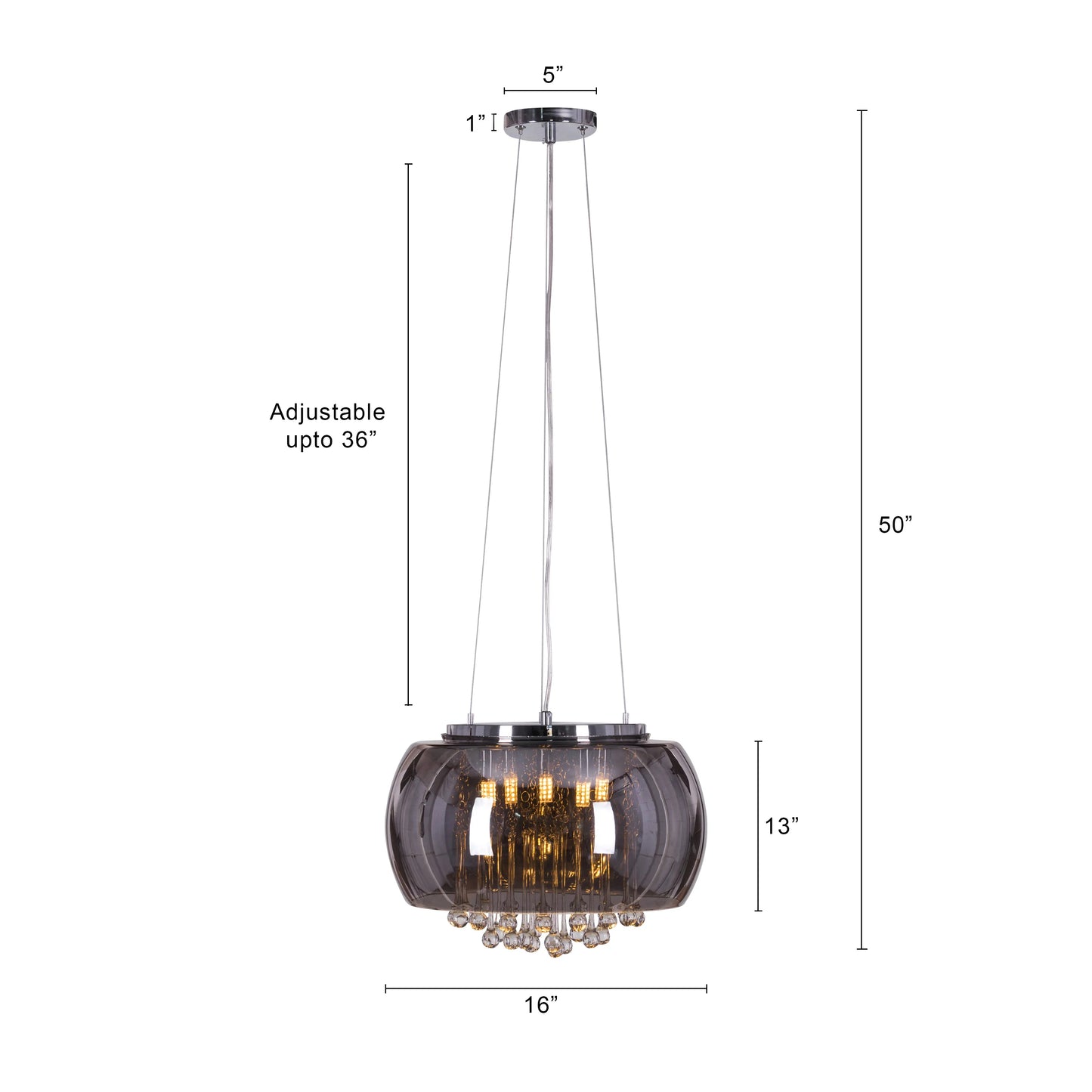 Enamoured (40 cm, Smokey Grey, Mirror Finish) Crystal Chandelier