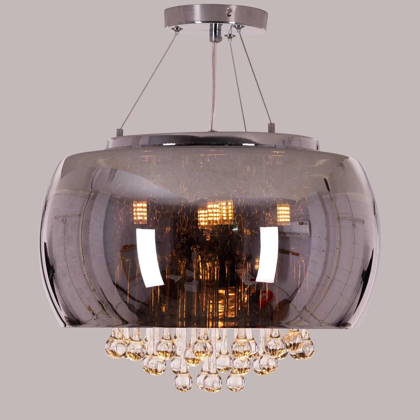 Enamoured (40 cm, Smokey Grey, Mirror Finish) Crystal Chandelier